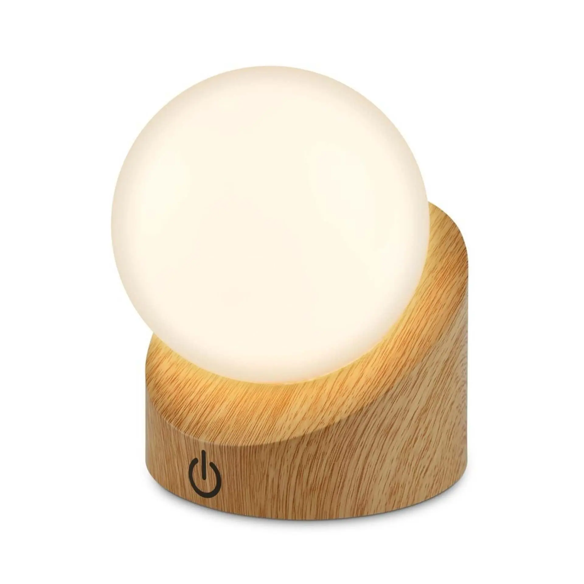 BRILO 7561011 Sora Mini LED stolní lampička bezdrátová IP54, stmívatelné, dotykový vypínač, imitace dřeva - BRILO