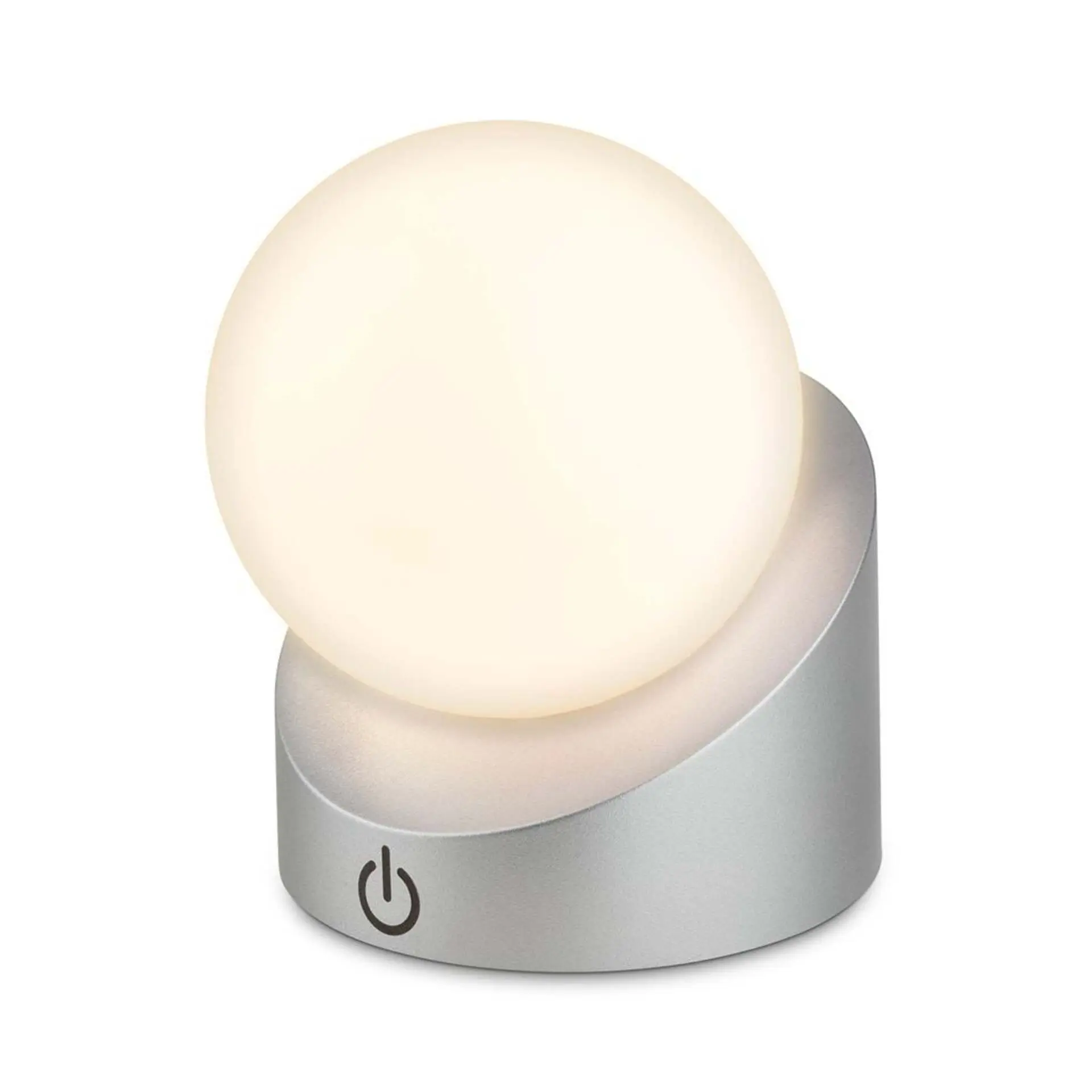 BRILO 7561014 Sora Mini LED stolní lampička bezdrátová IP54, stmívatelné, dotykový vypínač, matný chrom - BRILO