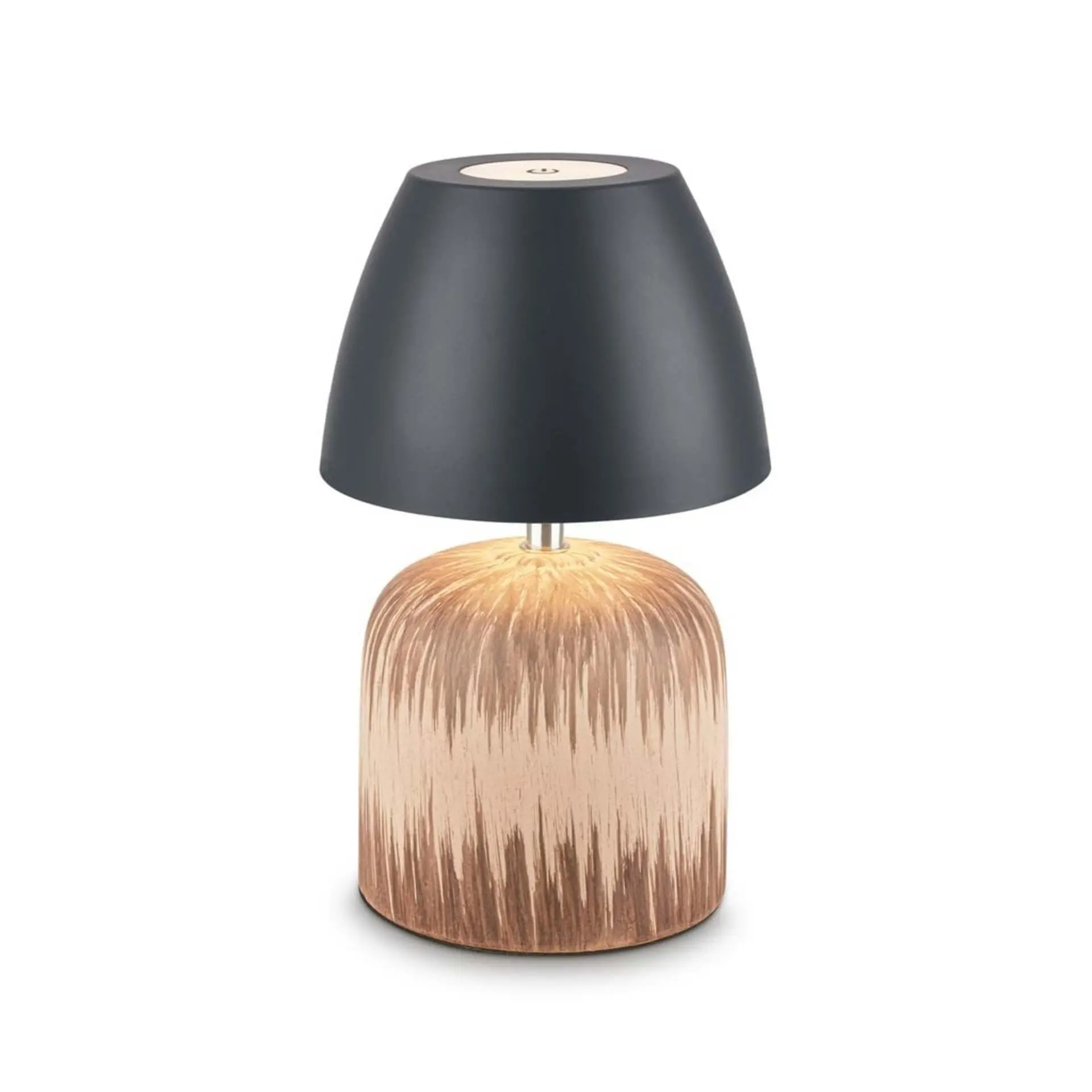 BRILO 7593014 Cera stolní lampa - 2,5W, 200lm, bezdrátová, IP44, LED, stmívatelná, teplá bílá, antracit/dřevo - BRILO