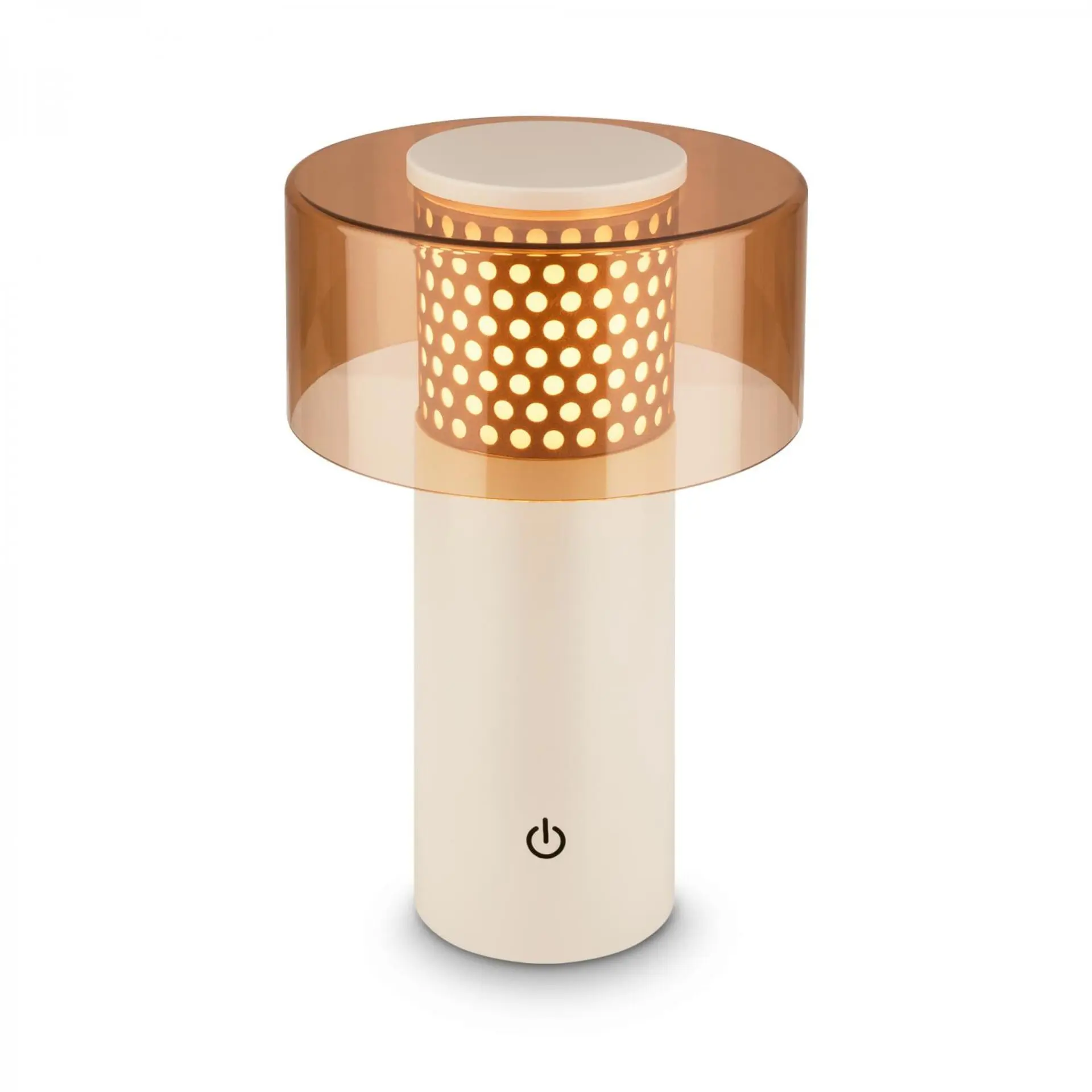 BRILONER Gila stolní lampa - 2,6W, 200lm, bezdrátová, LED, IP44, dotykový vypínač, stmívatelná, kávová/světlešedá 7669014