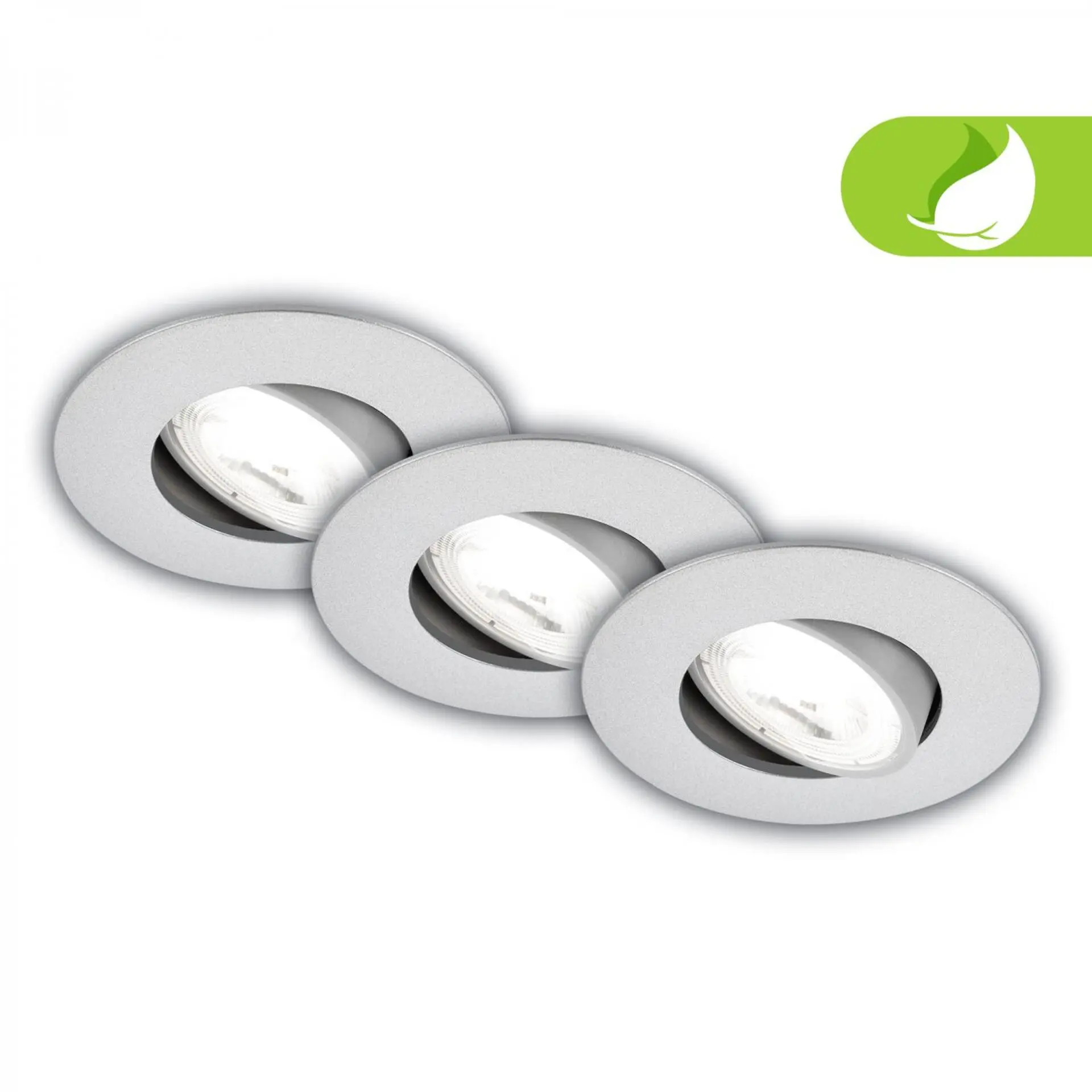 BRILONER 3ks sada LED vestavné bodové svítidlo EEK A 2W, 230V, nastavitelné, ultraploché, 90mm, matný chrom 7989034