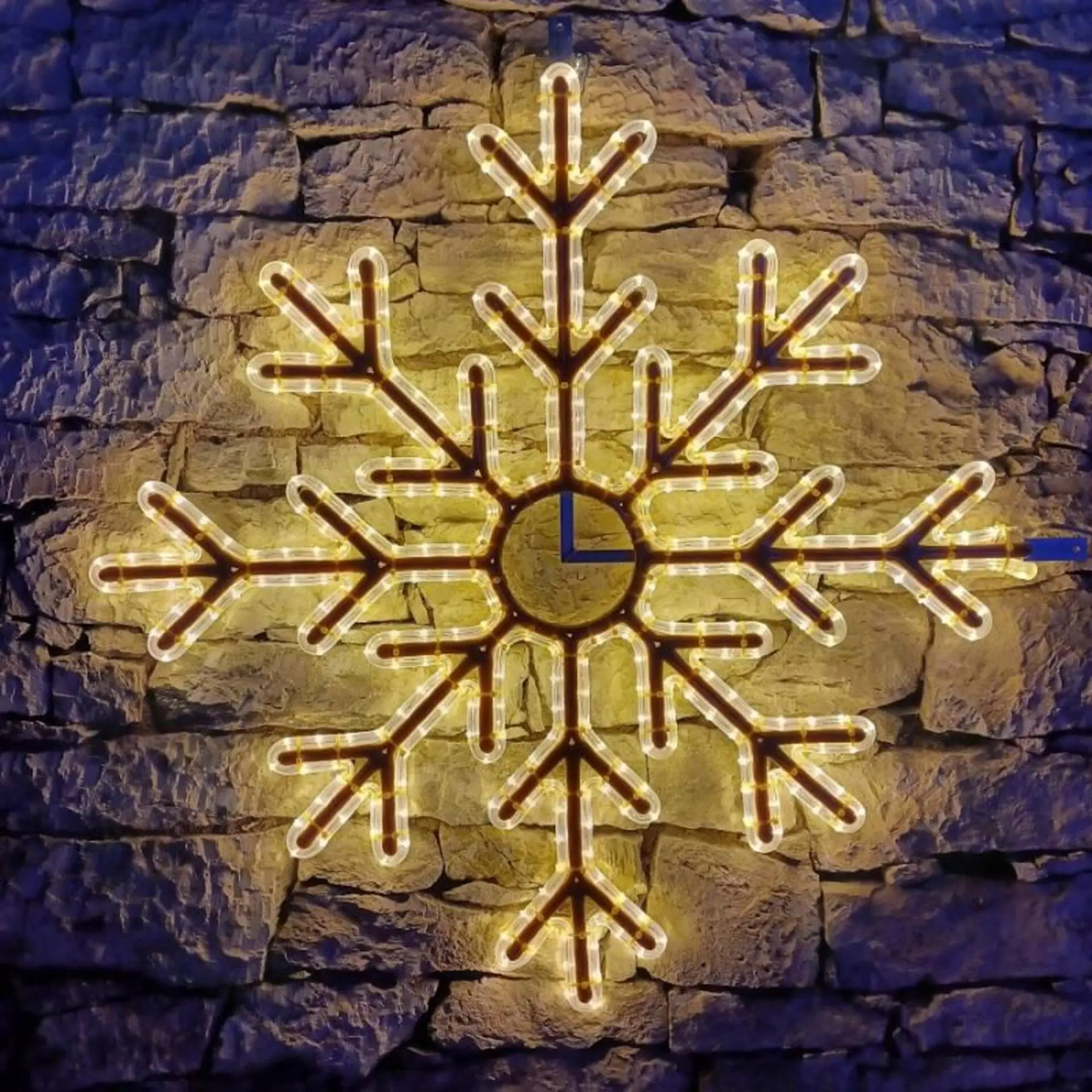 DecoLED LED světelná vločka X, sada na sloupy VO 3D tisk, pr. 102 cm, teple bílá