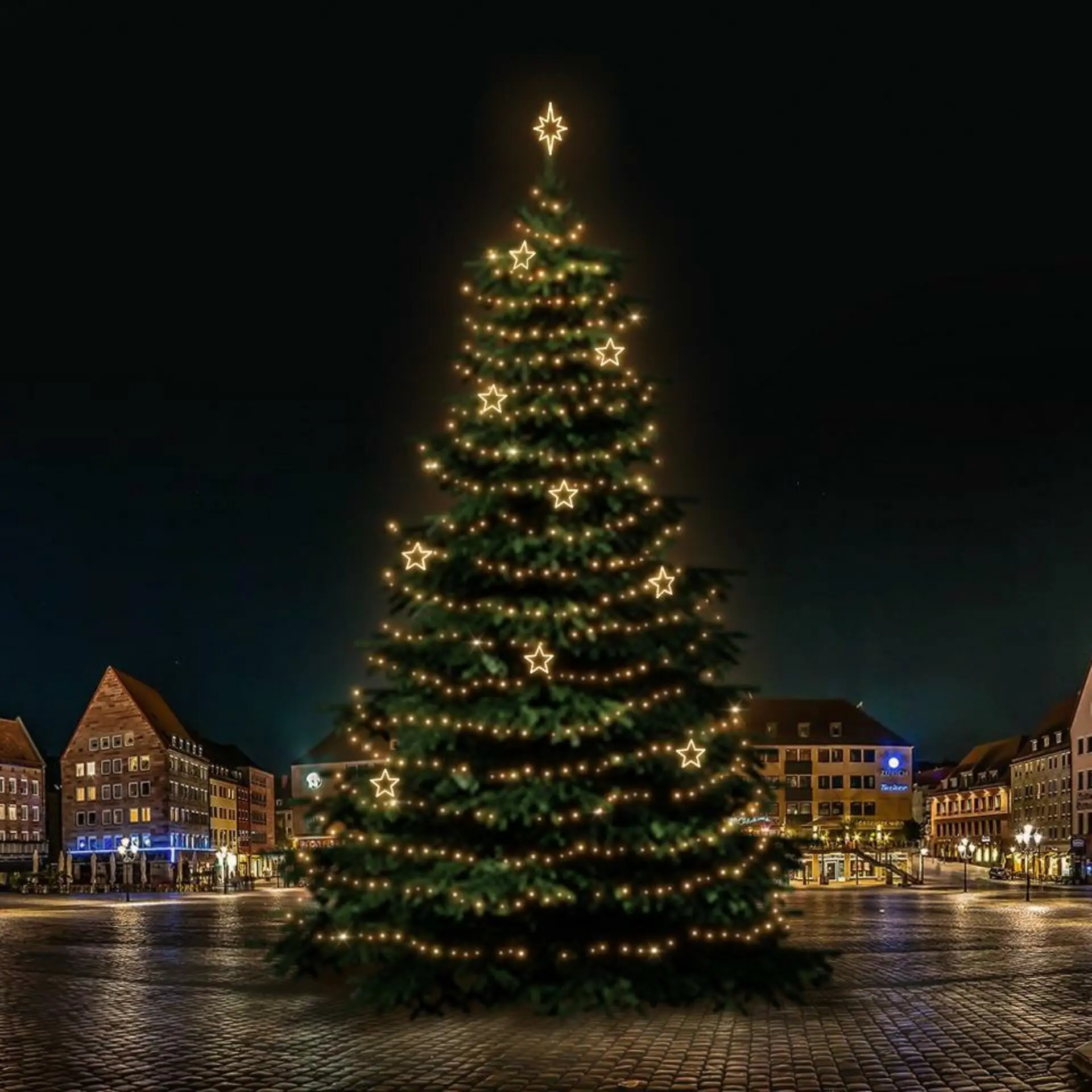 DecoLED LED světelná sada na stromy vysoké 21-23m, teplá bílá s dekory 8EFD14W