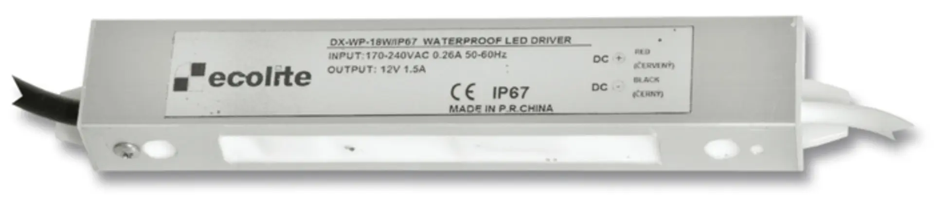 Ecolite El. trafo 230V-12V, 1.5A, 18W DX-WP-18W/IP67