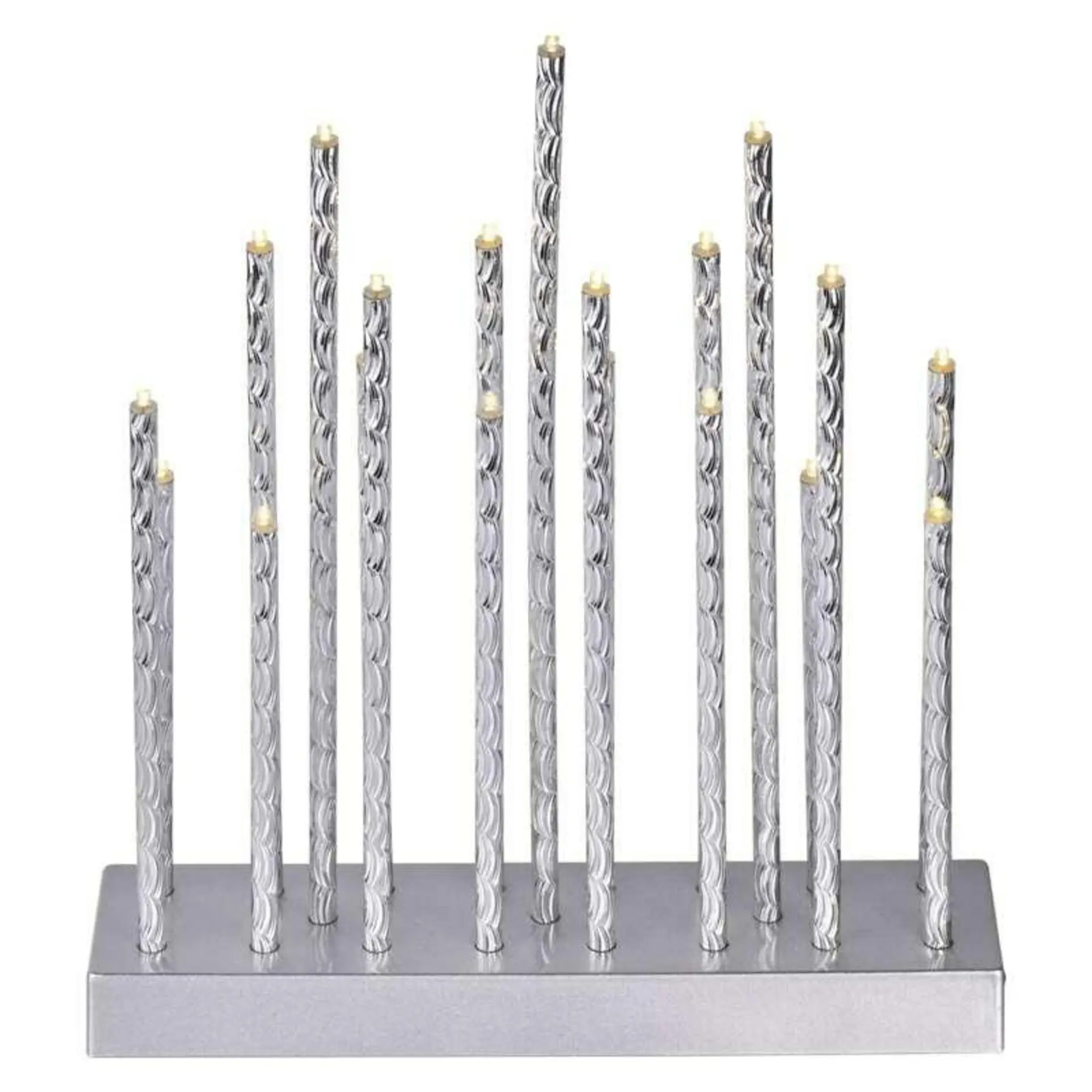 EMOS LED svícen stříbrný, 28,5 cm, 3x AA, vnitřní, teplá bílá, časovač DCAW02