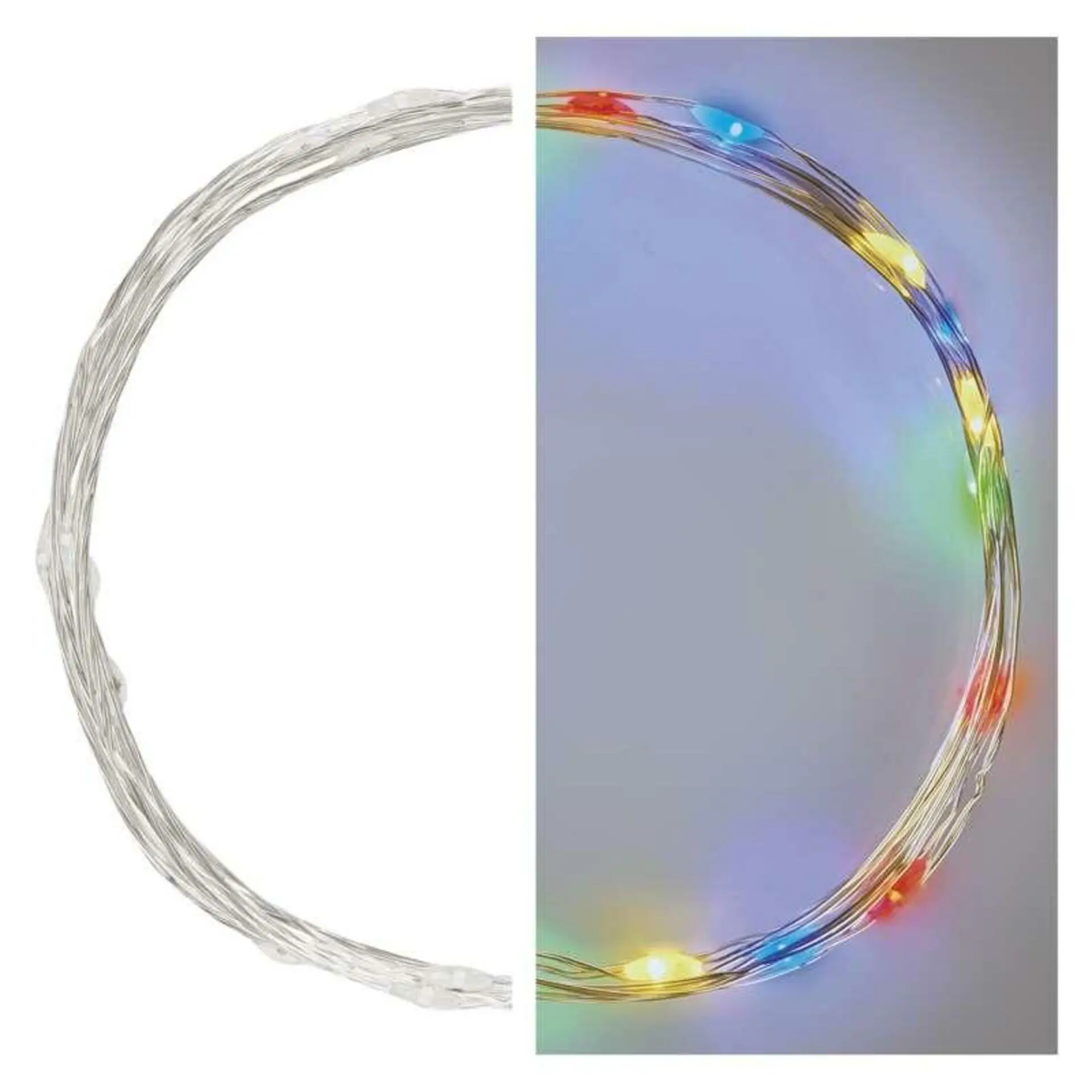 Vánoční osvětlení EMOS D3AM04 ZY1951 20LED nano řetěz stříbrný 1,9m 2xAA multicolor s časovačem