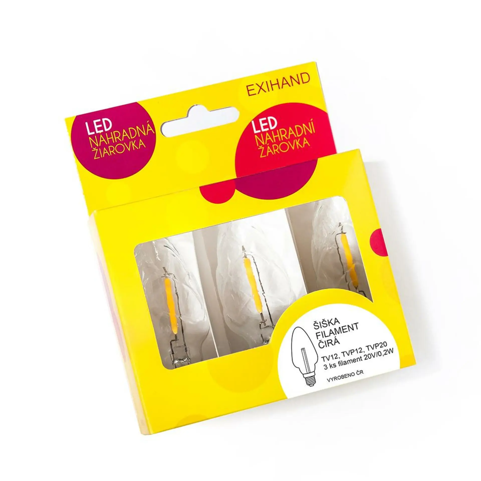 Exihand Blistr 3 čiré žárovky LED FILAMENT Šiška čirá  20V/0,2W