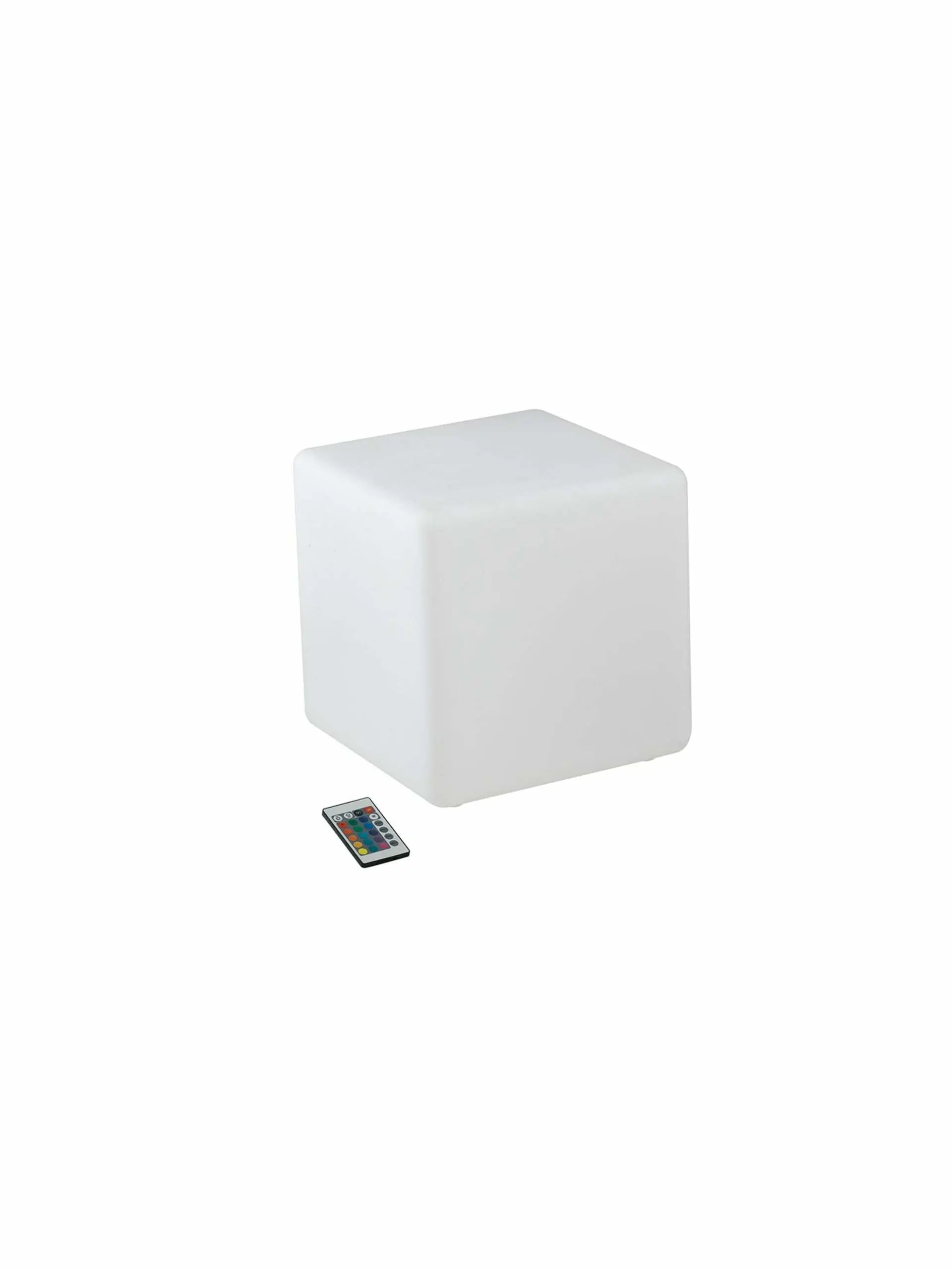 FANEUROPE FAN EUROPE Nabíjecí venkovní svítidlo LED Geco, bílé, 4 W, 240 lm, RGBW, stmívatelné, IP65, vč. dálk. ovl., 30 x 30 x 30 cm