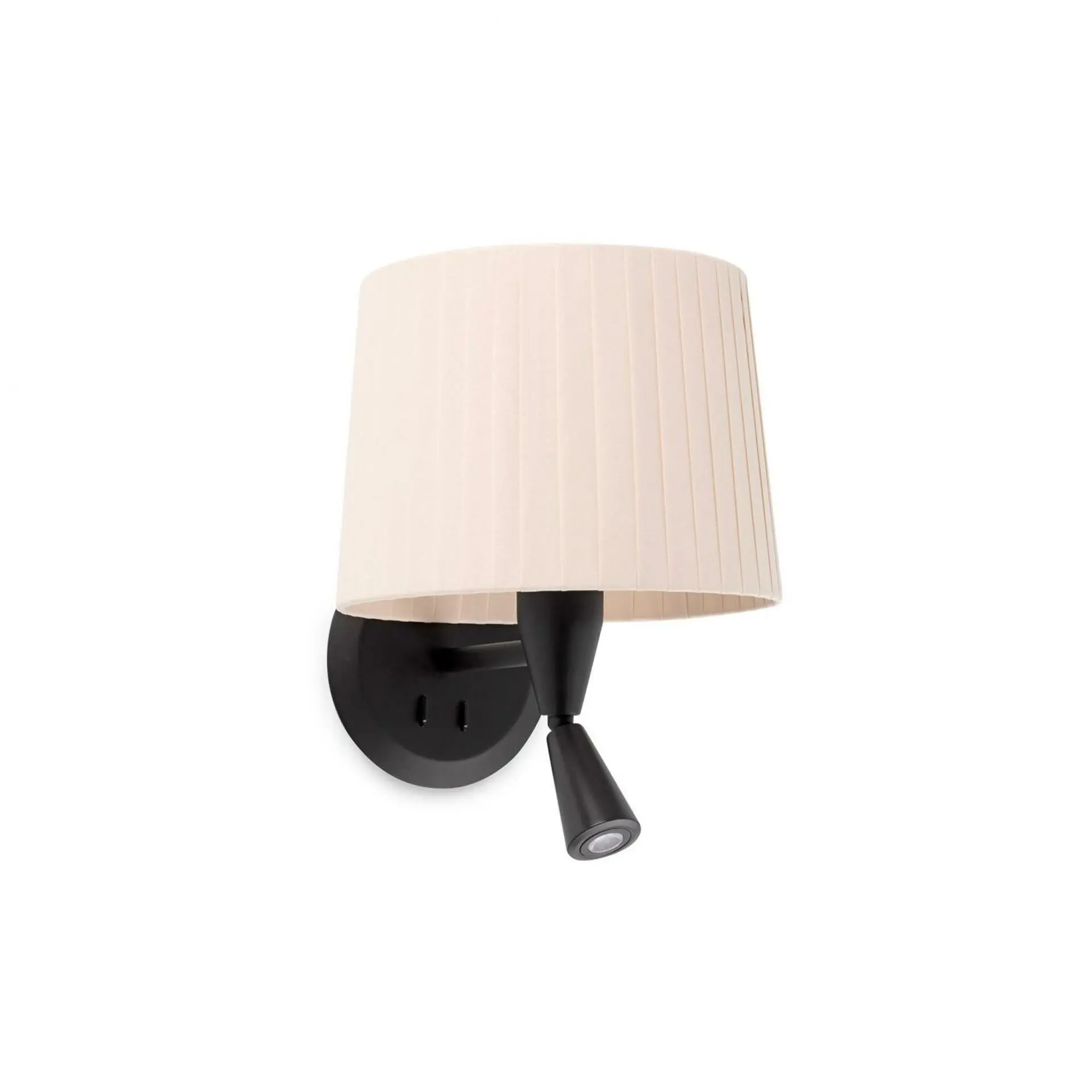 FARO 64309-35 SAMBA černá/skládaná béžová nástěnná lampa se čtecí lampičkou - FARO
