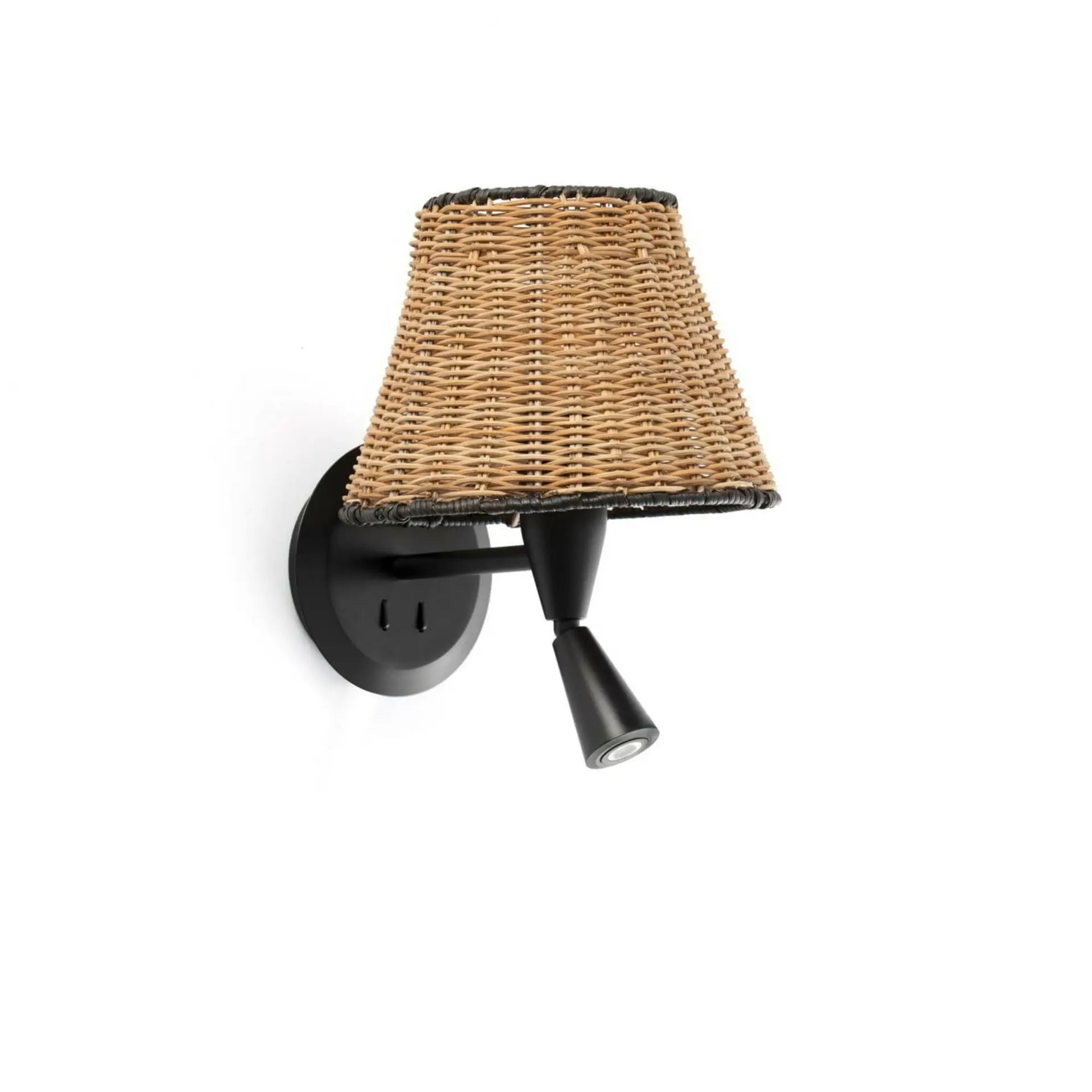 FARO 64309-71 SUMBA černá/ratan nástěnná lampa se čtecí lampičkou - FARO