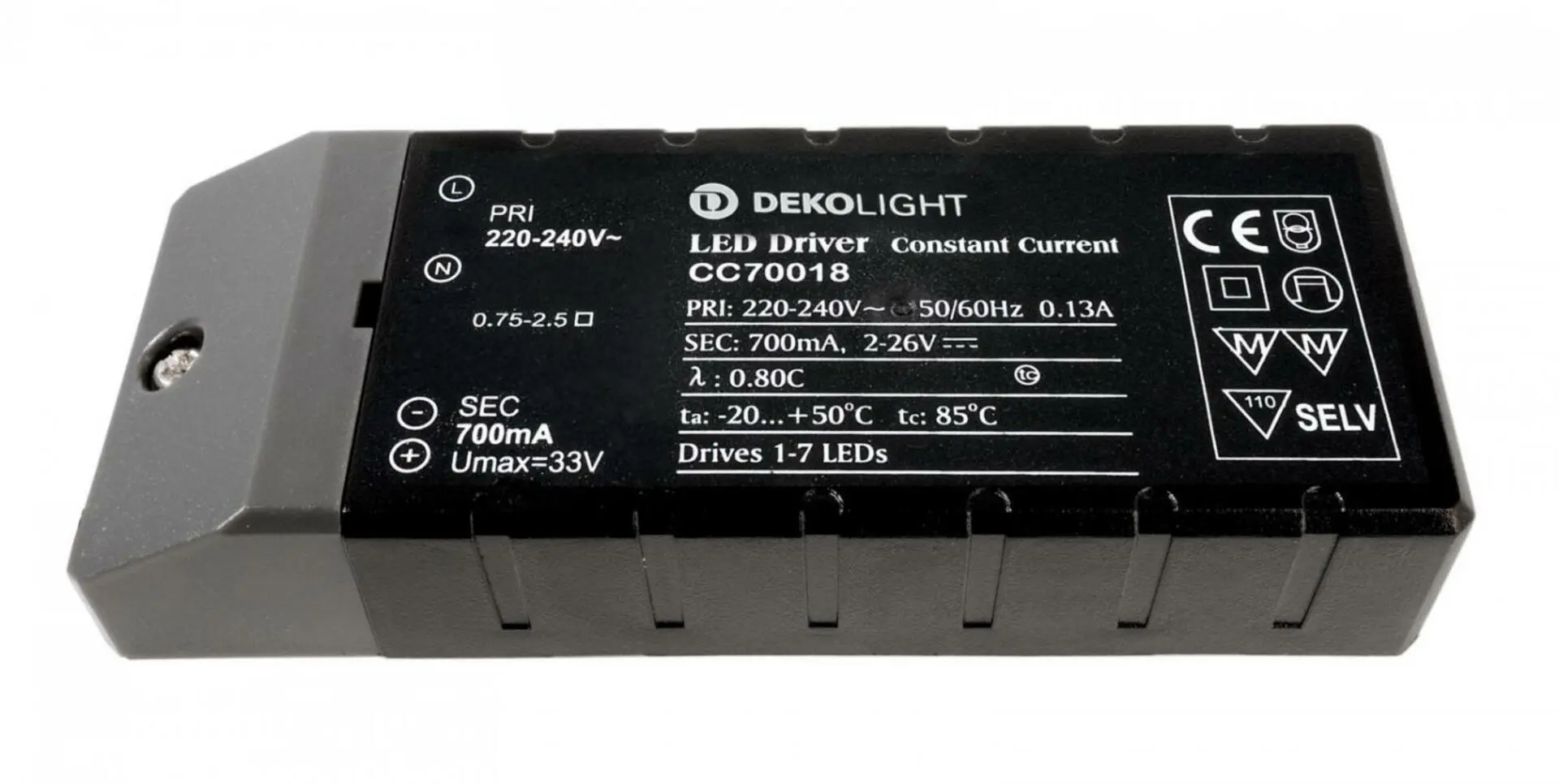 Deko-Light KapegoLED napájení CC70018 konstantní proud 700 mA IP20 2-26V DC 18,00 W 180514