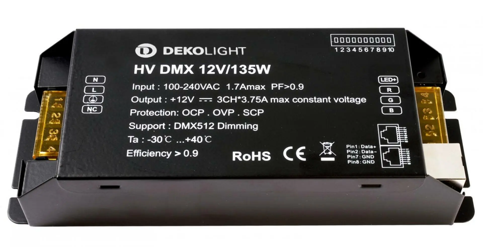 Deko-Light KapegoLED napájení HV DMX 12V/135W konstantní napětí IP20 stmívatelné 12V DC 135,00 W 843274