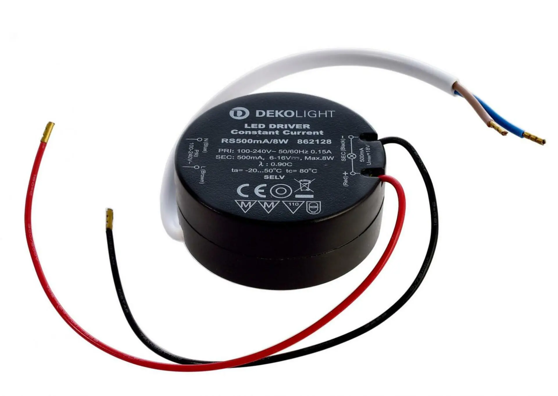 Deko-Light napájení ROa, RS500mA/8W konstantní proud 500 mA IP20 6-16V DC 8,00 W 862128