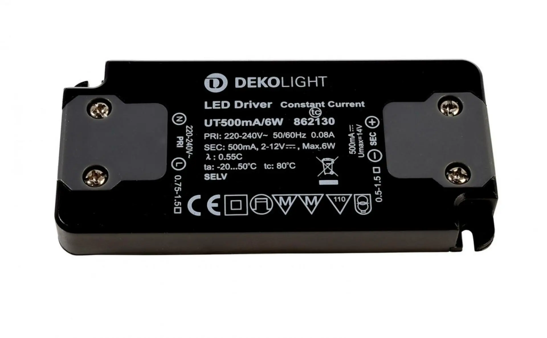 IMPR 862130 Deko-Light napájení FLAT trafo 500mA 6W konstantní proud 500 mA IP20 2-12V DC 6W - DEKOLIGHT