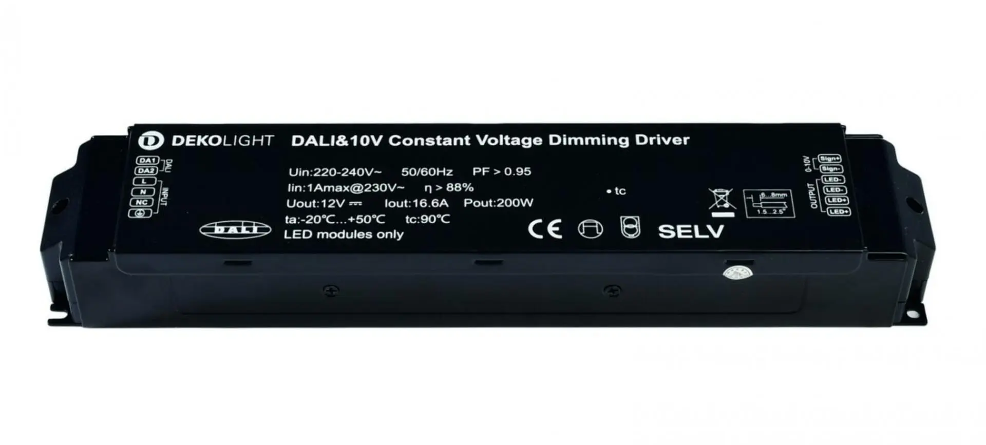 Deko-Light napájení BASIC, DIM, CV, 200AD-12V, DALI-Bus / Push / 1-10V konstantní napětí 0-16700 mA IP20 stmívatelné 12V DC 200,00 W 862160