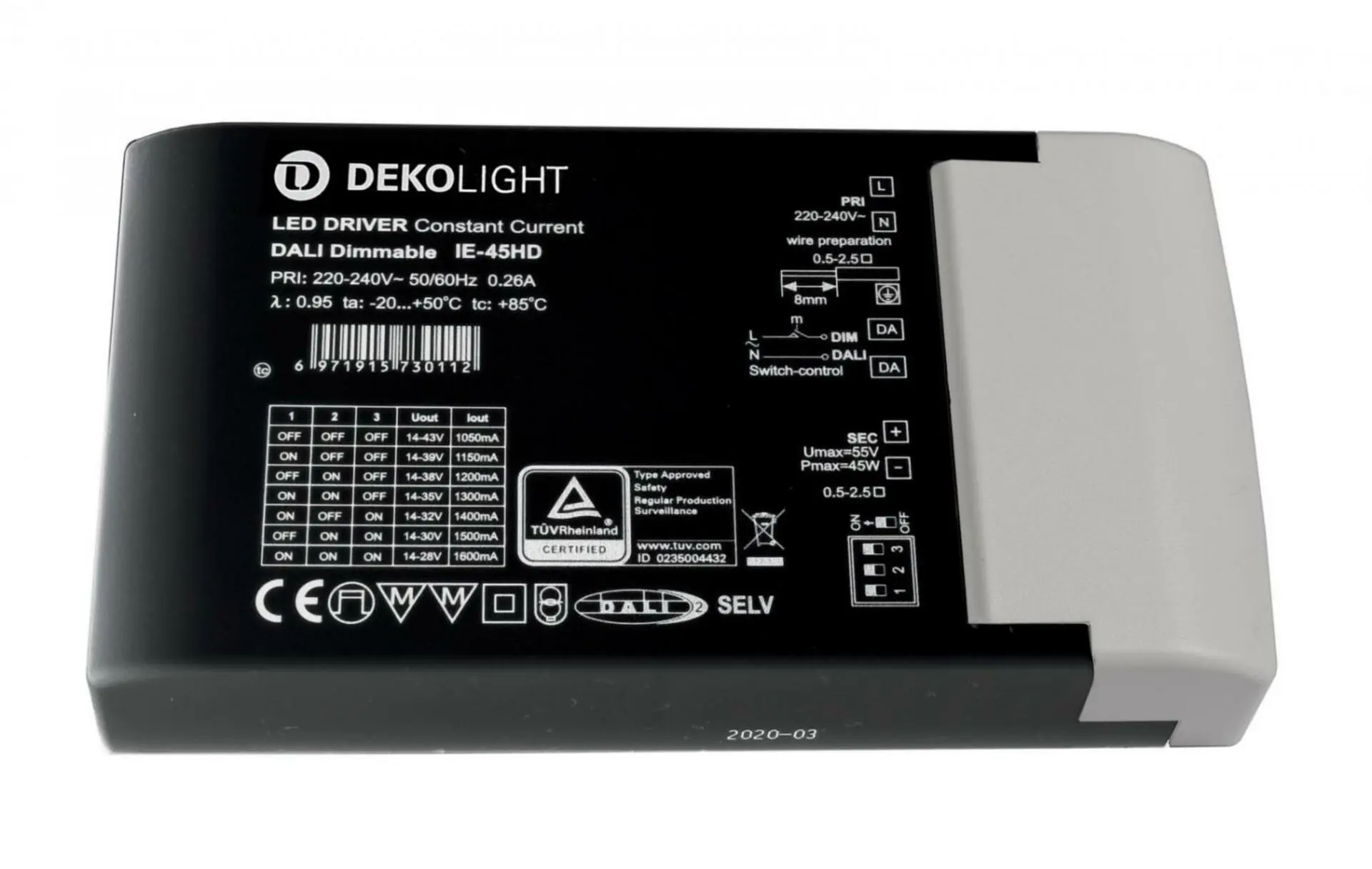 IMPR 862193 Deko-Light napájení BASIC, DIM, Multi CC, IE-45HD konstantní proud 1050-1600 mA IP20 stmívatelné 14-43V DC 14,7-45,00 W - DEKOLIGHT