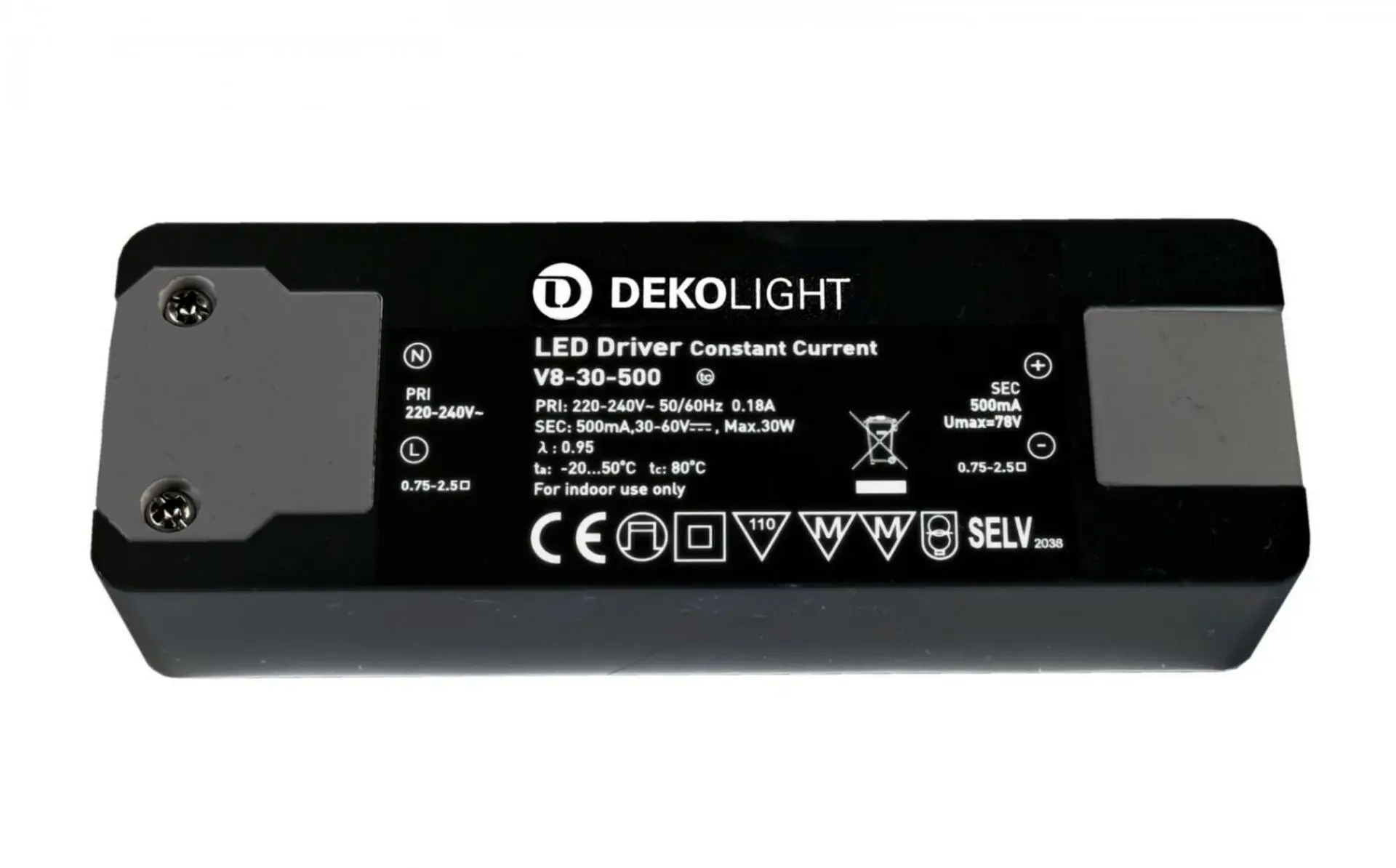 IMPR 862196 Deko-Light LED-napájení BASIC, CC, V8-30-500mA/30W konstantní proud 500 mA IP20 30-60V DC 15,00-30,00 W - DEKOLIGHT