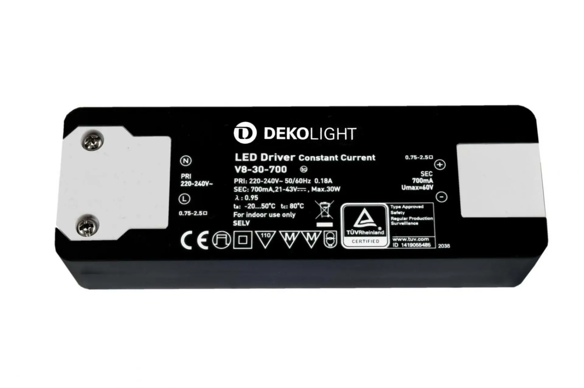 IMPR 862198 Deko-Light LED-napájení BASIC, CC, V8-30-700mA/30W konstantní proud 700 mA IP20 40-80V DC 14,70-30,00 W - DEKOLIGHT