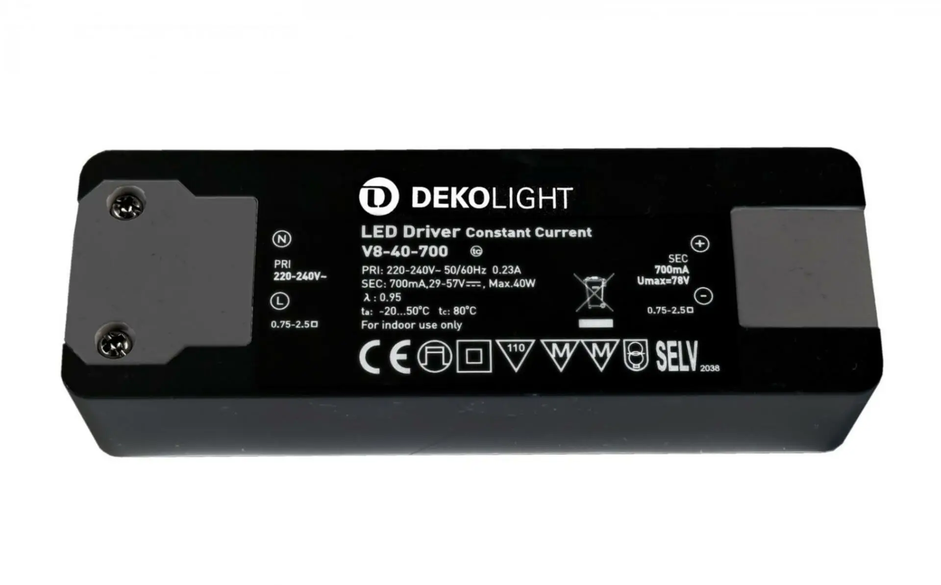 IMPR 862199 Deko-Light LED-napájení BASIC, CC, V8-40-700mA/40W konstantní proud 700 mA IP20 29-57V DC 20,30-40,00 W - DEKOLIGHT