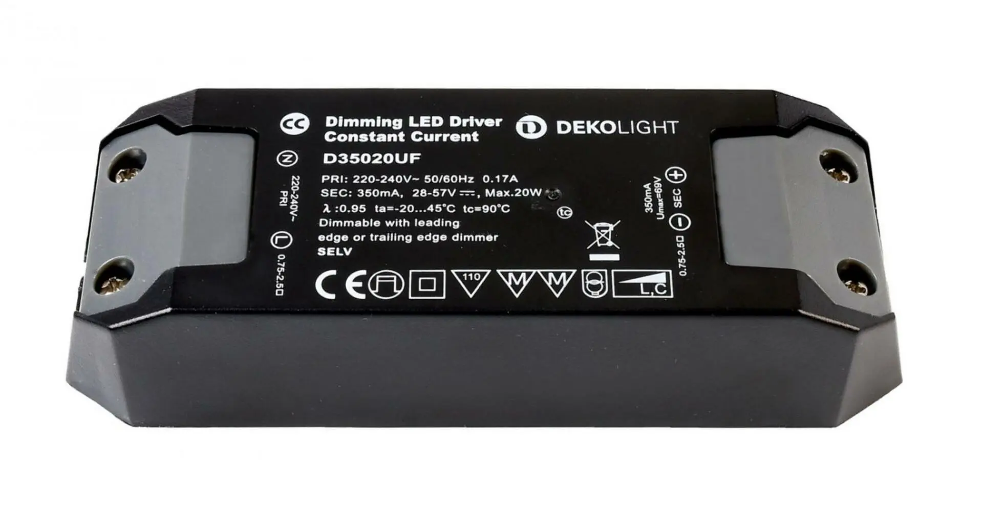 IMPR 862204 Deko-Light LED-napájení BASIC, DIM, CC, D35020UF/20W konstantní proud 350 mA IP20 stmívatelné 28-57V DC 9,80-20,00 W - DEKOLIGHT