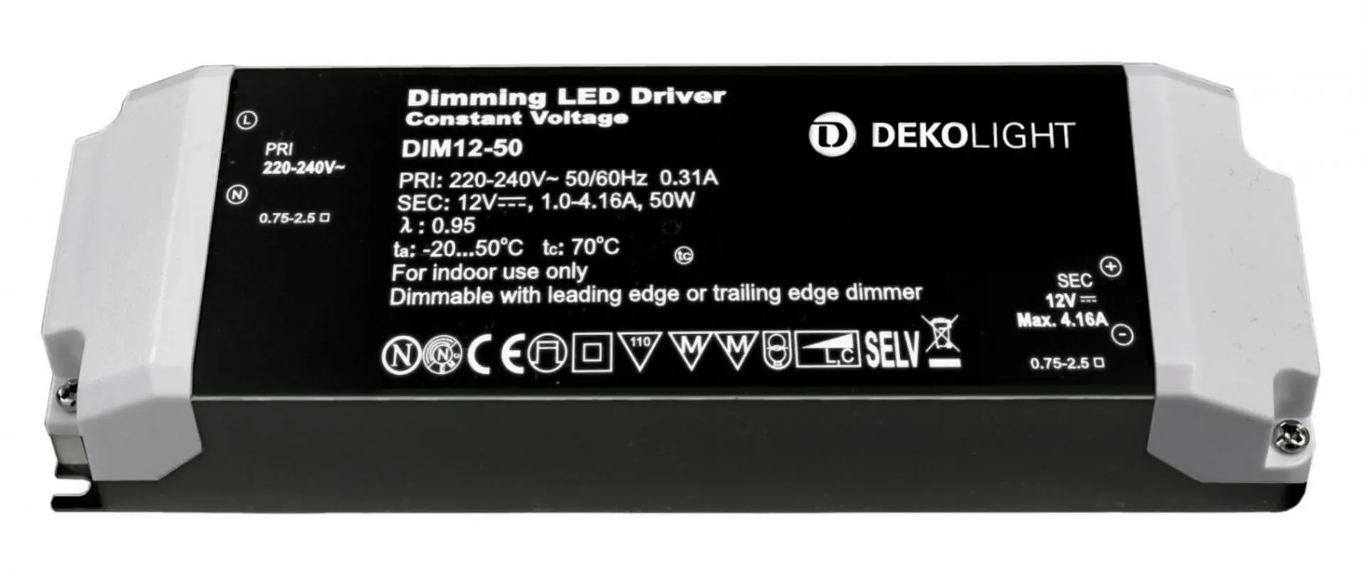 IMPR 862220 Deko-Light LED-napájení BASIC, DIM, CV 12V 12-50W konstantní napětí 1000-4610 mA IP20 stmívatelné 12V DC 12,00-50,00 W - DEKOLIGHT