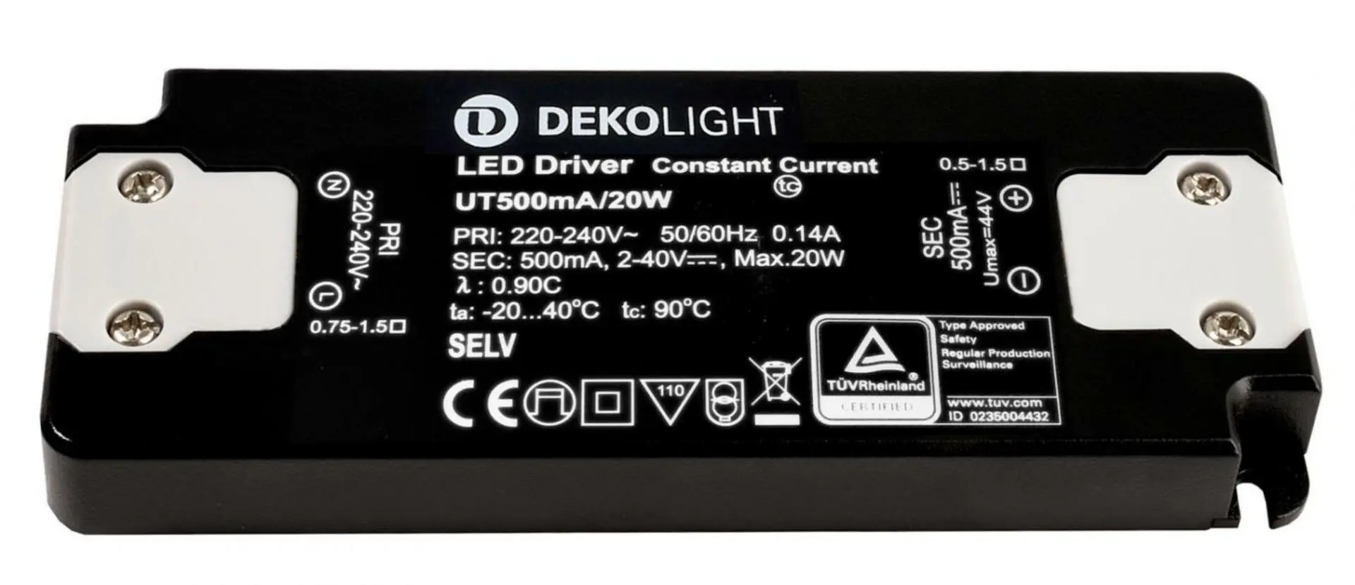IMPR 862226 Deko-Light LED-napájení FLAT, CC, UT500mA/20W konstantní proud 500 mA IP20 2-40V DC 1,00-20,00 W - DEKOLIGHT