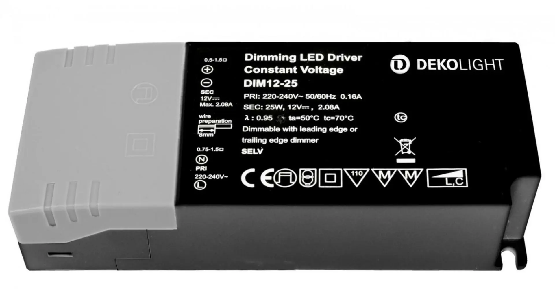 IMPR 862240 Deko-Light LED-napájení BASIC, DIM, CV, 12V 2,5-25W konstantní napětí 200-2080 mA IP20 stmívatelné 12V DC 2,50-25,00 W - DEKOLIGHT