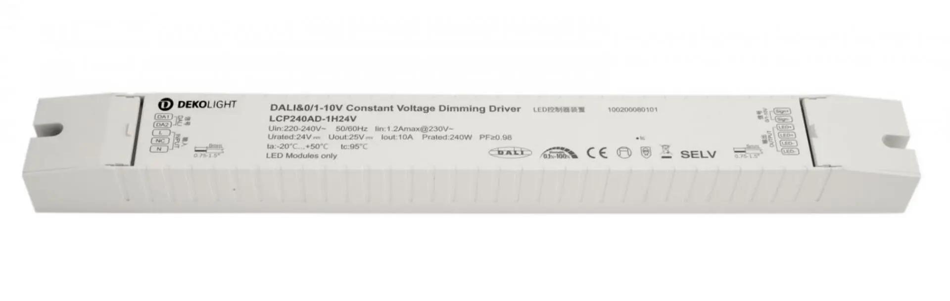 IMPR 862263 Deko-Light napájení (CV, DC) stmívatelné, BASIC, DIM, CV, LCP240AD-1H24V, DALI 2.0 konstantní napětí 0-10000 mA IP20 24V DC 240W - DEKOLIGHT