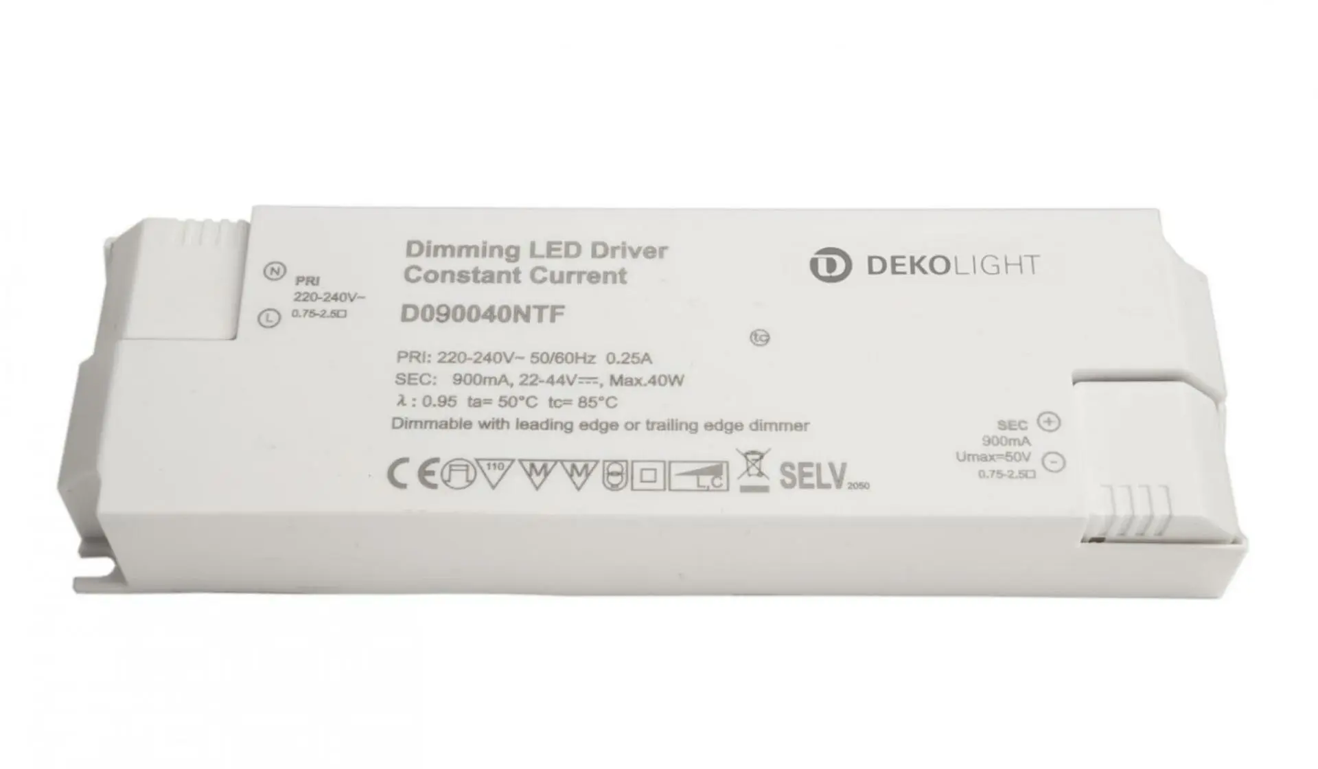 IMPR 862264 Deko-Light napájení (CC, DC) stmívatelné, BASIC, DIM, CC, D090040NTF/40W, konstantní proud 900 mA IP20 22-44 V/DC 19,8-40W - DEKOLIGHT