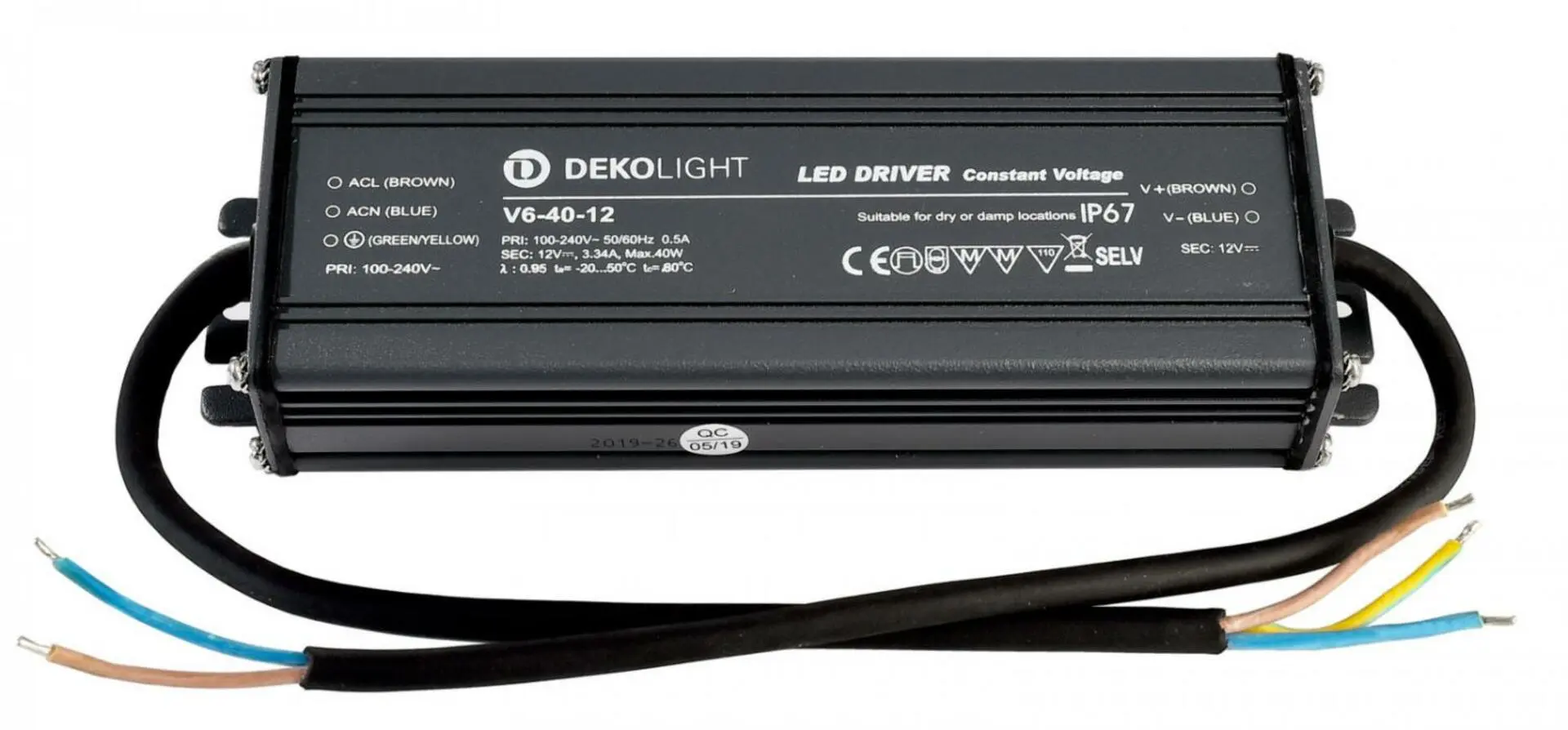 Deko-Light napájení IP, CV, V6-40-12 konstantní napětí 0-3340 mA IP67 12V DC 40,00 W 872082
