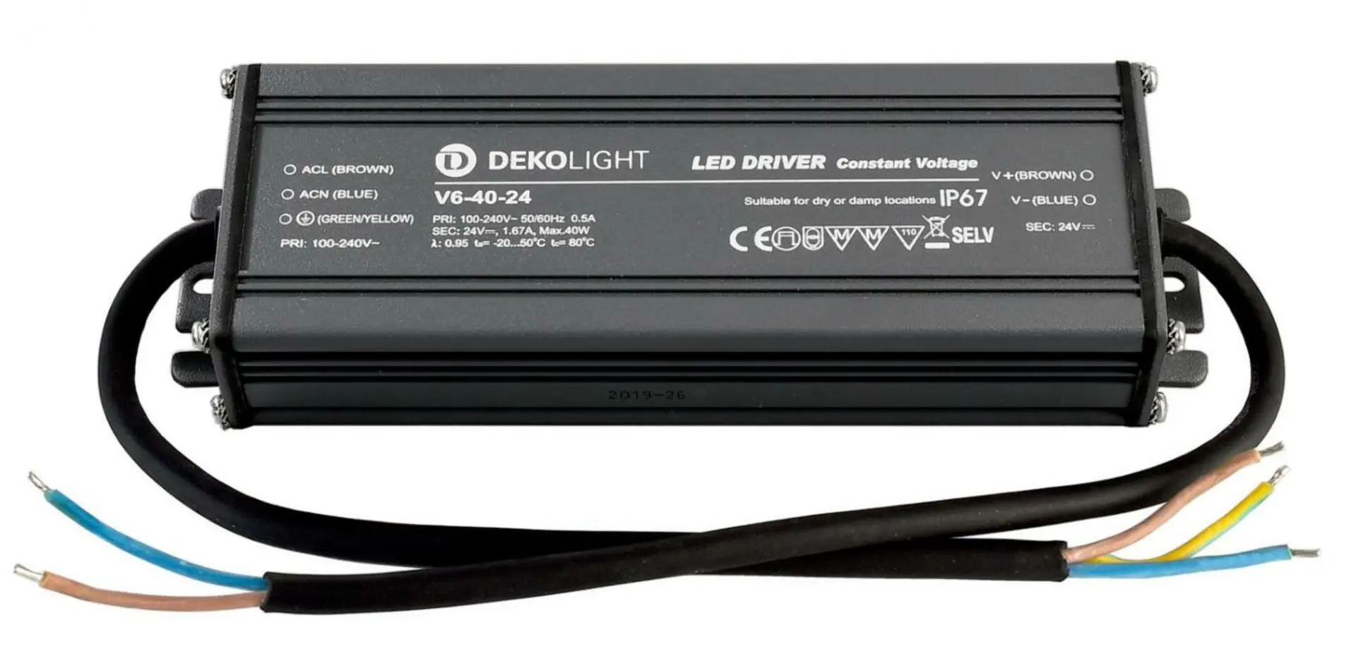 Deko-Light napájení IP, CV, V6-40-24 konstantní napětí 0-1670 mA IP67 24V DC 40,00 W 872083
