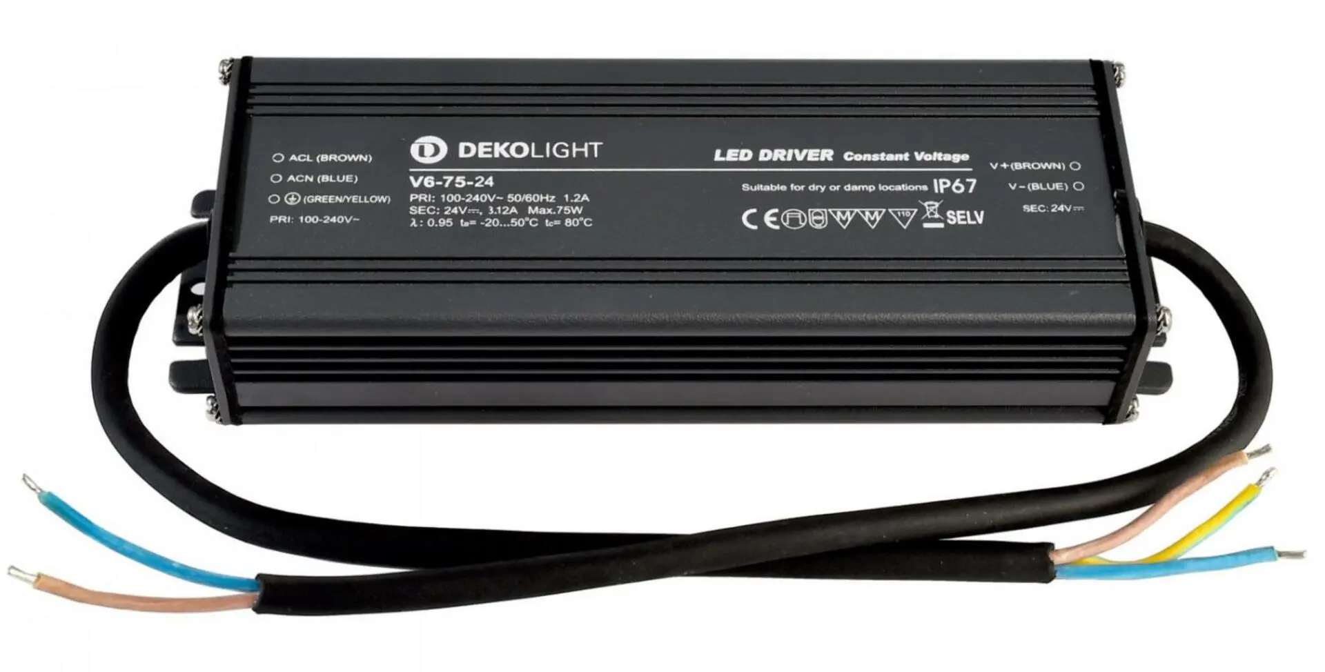 Deko-Light napájení IP, CV, V6-75-24 konstantní napětí 0-3125 mA IP67 24V DC 75,00 W 872085