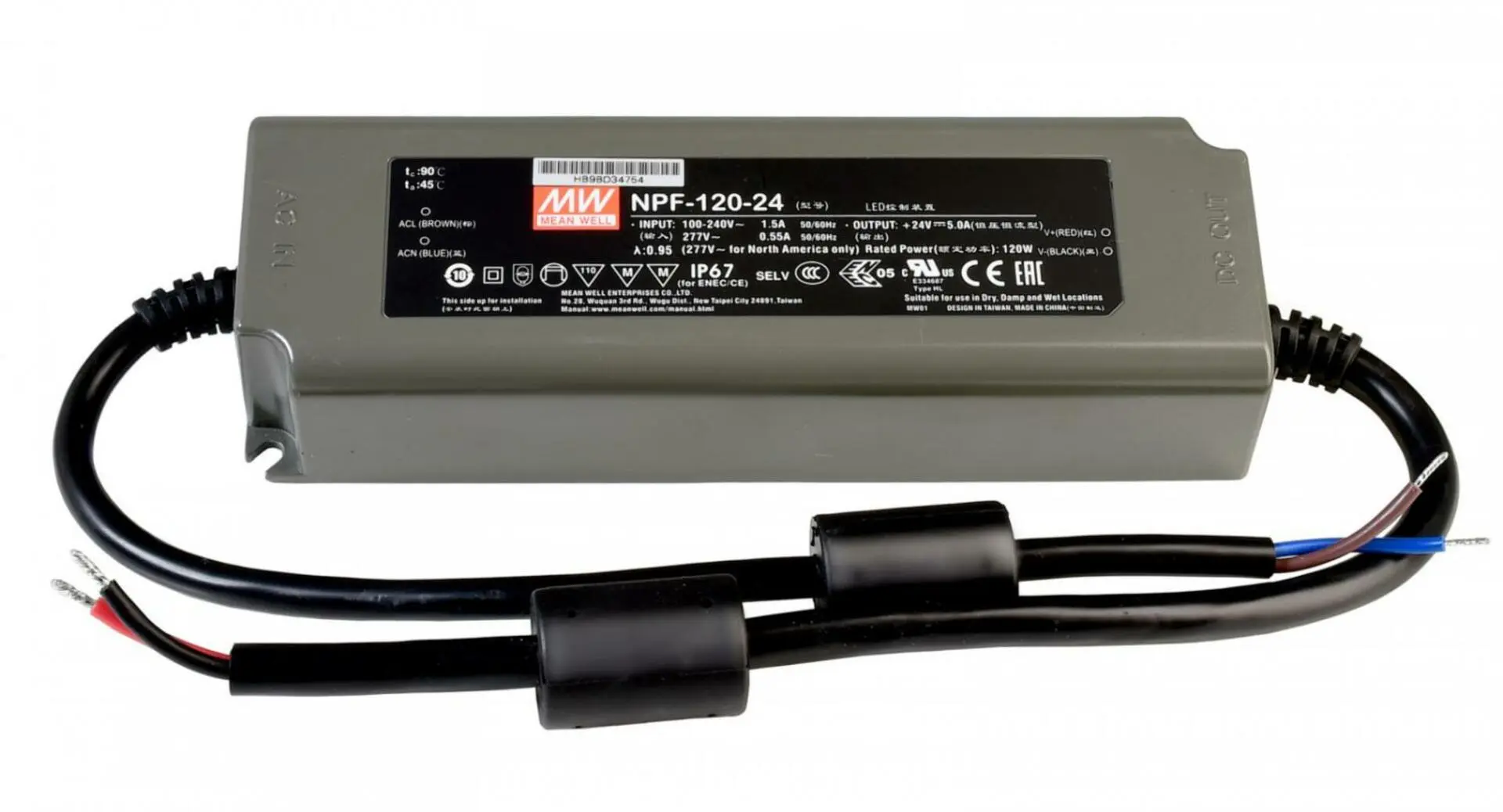 DEKO-LIGHT Meanwell napájení CV, NPF-120-24 konstantní napětí 0-5000 mA IP67 24V DC 120,00 W 872104