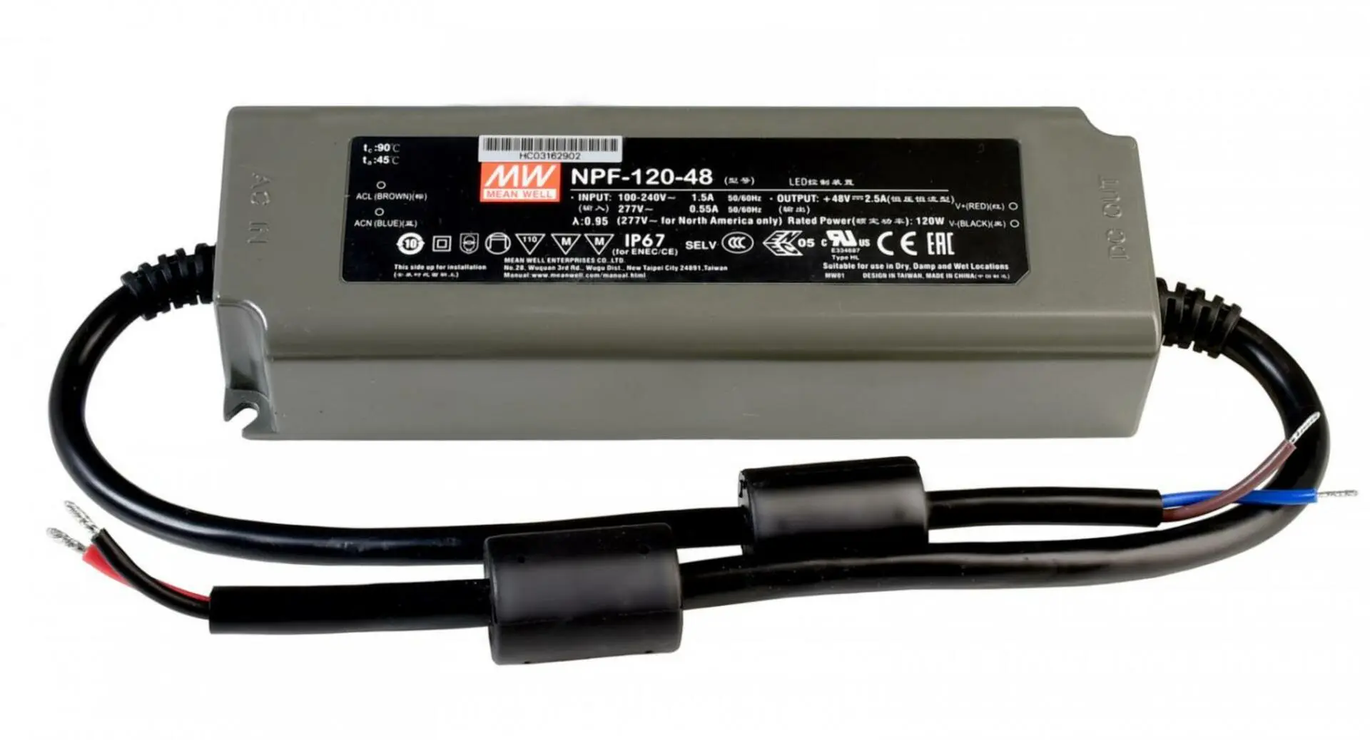 DEKO-LIGHT Meanwell napájení CV, NPF-120-48 konstantní napětí 0-2500 mA IP67 48V DC 120,00 W 872108