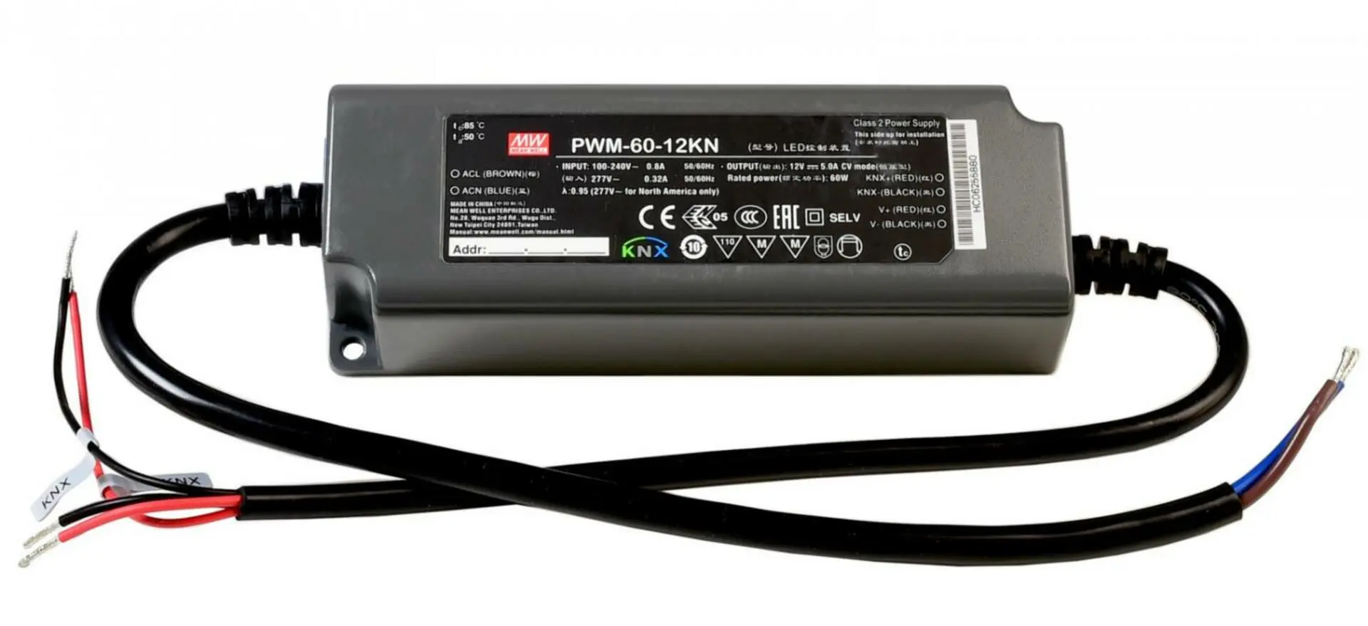 DEKO-LIGHT Meanwell napájení CV, PWM-60-12KN konstantní napětí 0-5000 mA IP67 stmívatelné 12V DC 60,00 W 872109