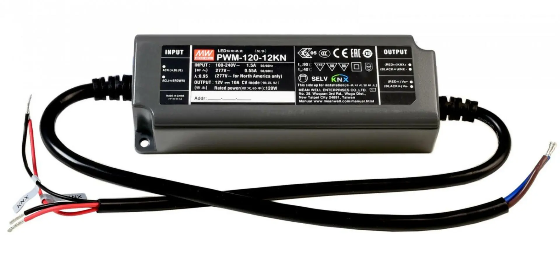 DEKO-LIGHT Meanwell napájení CV, PWM-120-12KN konstantní napětí 0-10000 mA IP67 stmívatelné 12V DC 120,00 W 872110