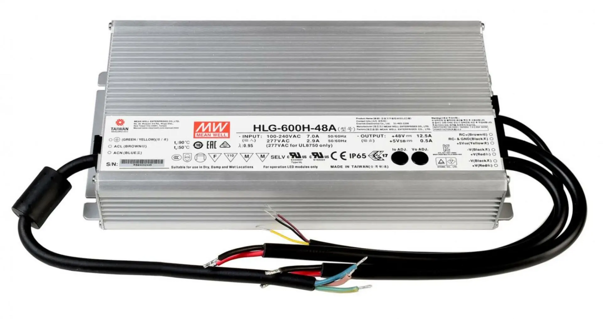 DEKO-LIGHT Meanwell napájení CV. HLG-600H-48A konstantní napětí 0-12500 mA IP67 48V DC 600,00 W 872125