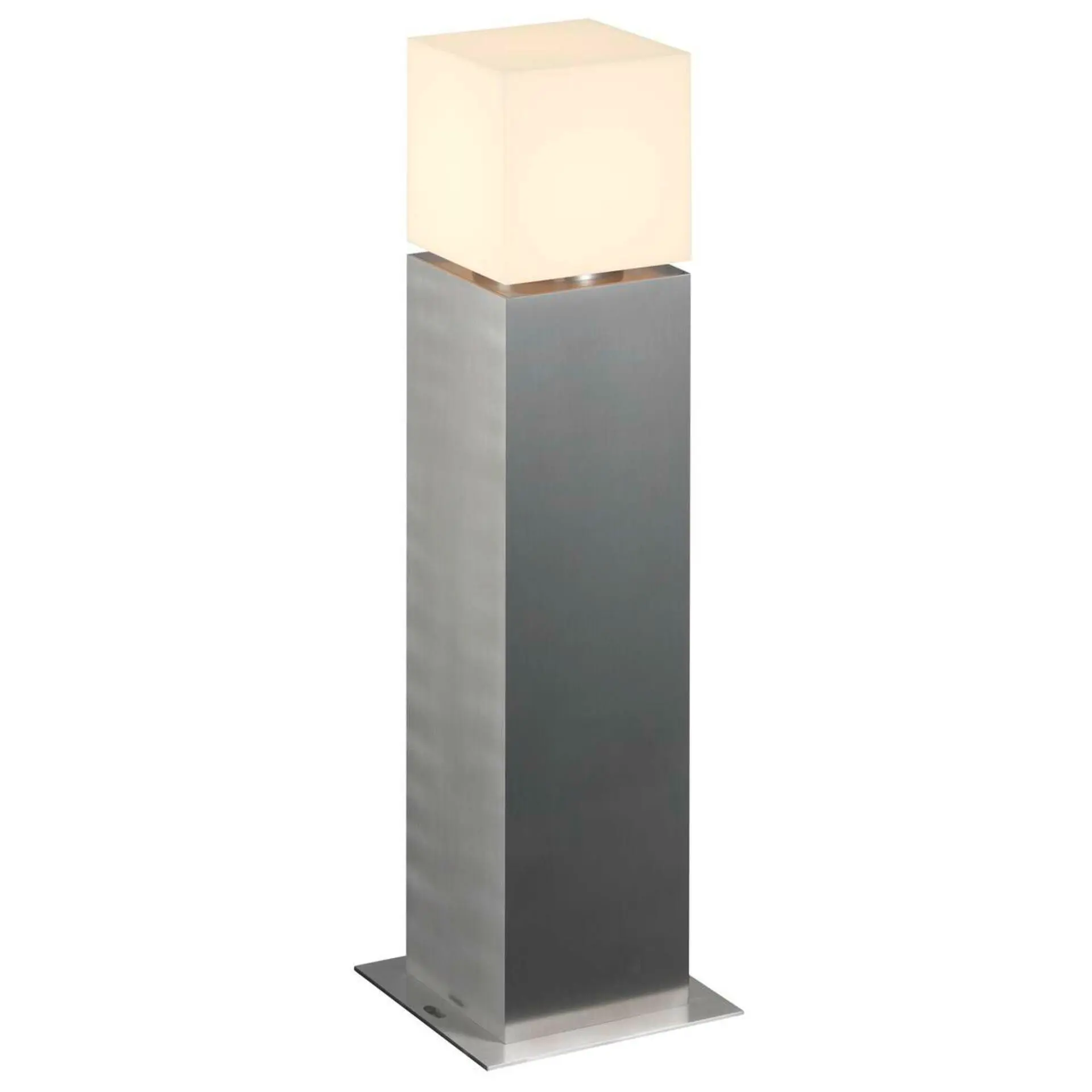 BIG WHITE SLV SQUARE POLE 60, venkovní stojací lampa, TC-TSE, IP44 , hranatá, nerezová ocel 304, D/Š/V 18/18/60 cm, max. 20W 1000345