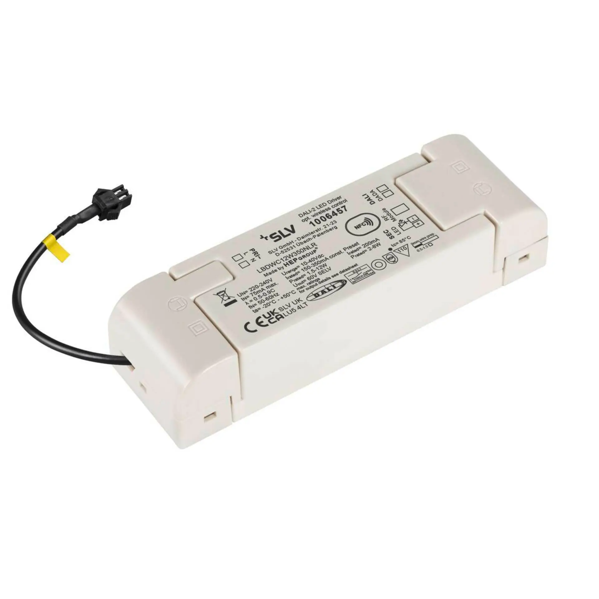 BIG WHITE SLV Můstkový LED driver 12 W, 200 mA pro NUMINOS, včetně radiofrekvenčního rozhraní pro modul RF, DALI 1006457