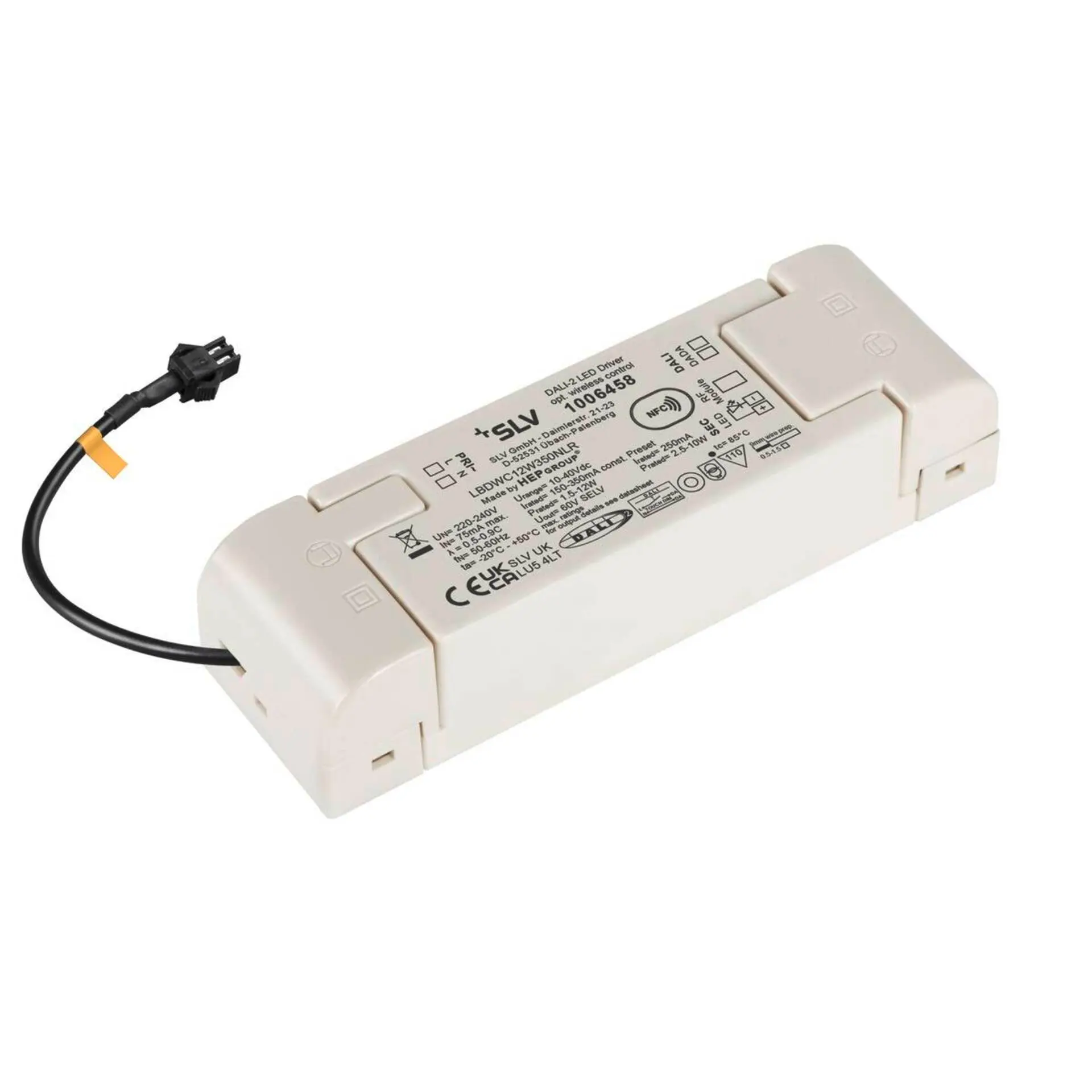 LA 1006458 Můstkový LED driver 12 W, 250 mA pro NUMINOS®, včetně radiofrekvenčního rozhraní pro modul RF, DALI - BIG WHITE (SLV)