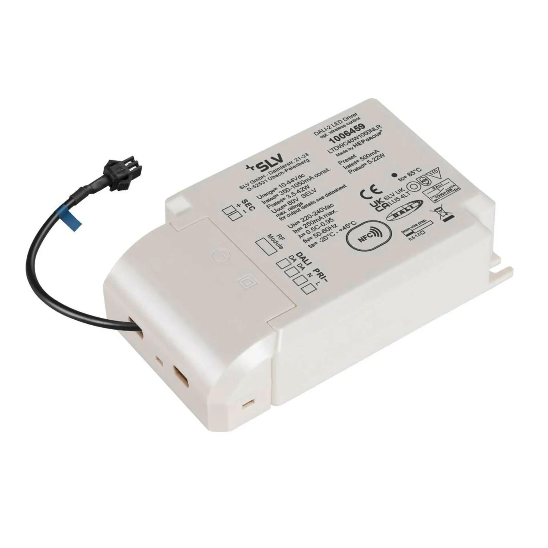 LA 1006459 Můstkový LED driver 42 W, 500 mA pro NUMINOS®, včetně radiofrekvenčního rozhraní pro modul RF, DALI - BIG WHITE (SLV)