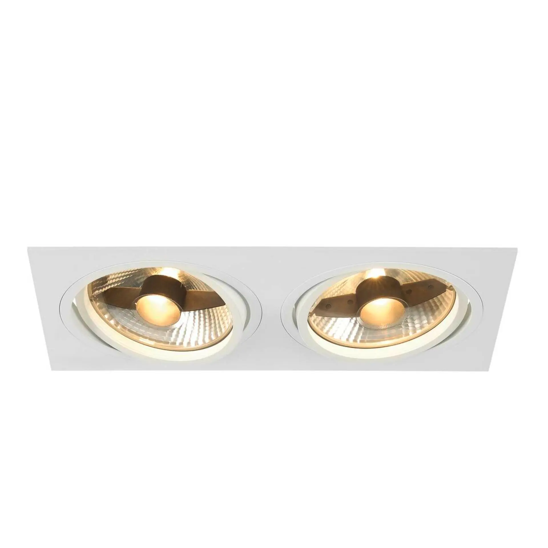 BIG WHITE SLV NEW TRIA 2, vestavné svítidlo, dvě žárovky, QPAR111, obdélníkové, bílé matné, max. 150 W, vč. upínacích pružin 113841