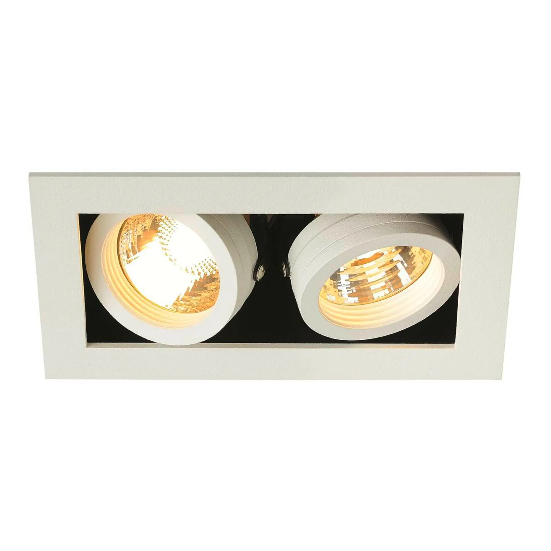 BIG WHITE SLV KADUX 2, vestavné svítidlo, dvě žárovky, QPAR51, obdélníkové, bílé matné, max. 100 W, vč. upínacích pružin 115521