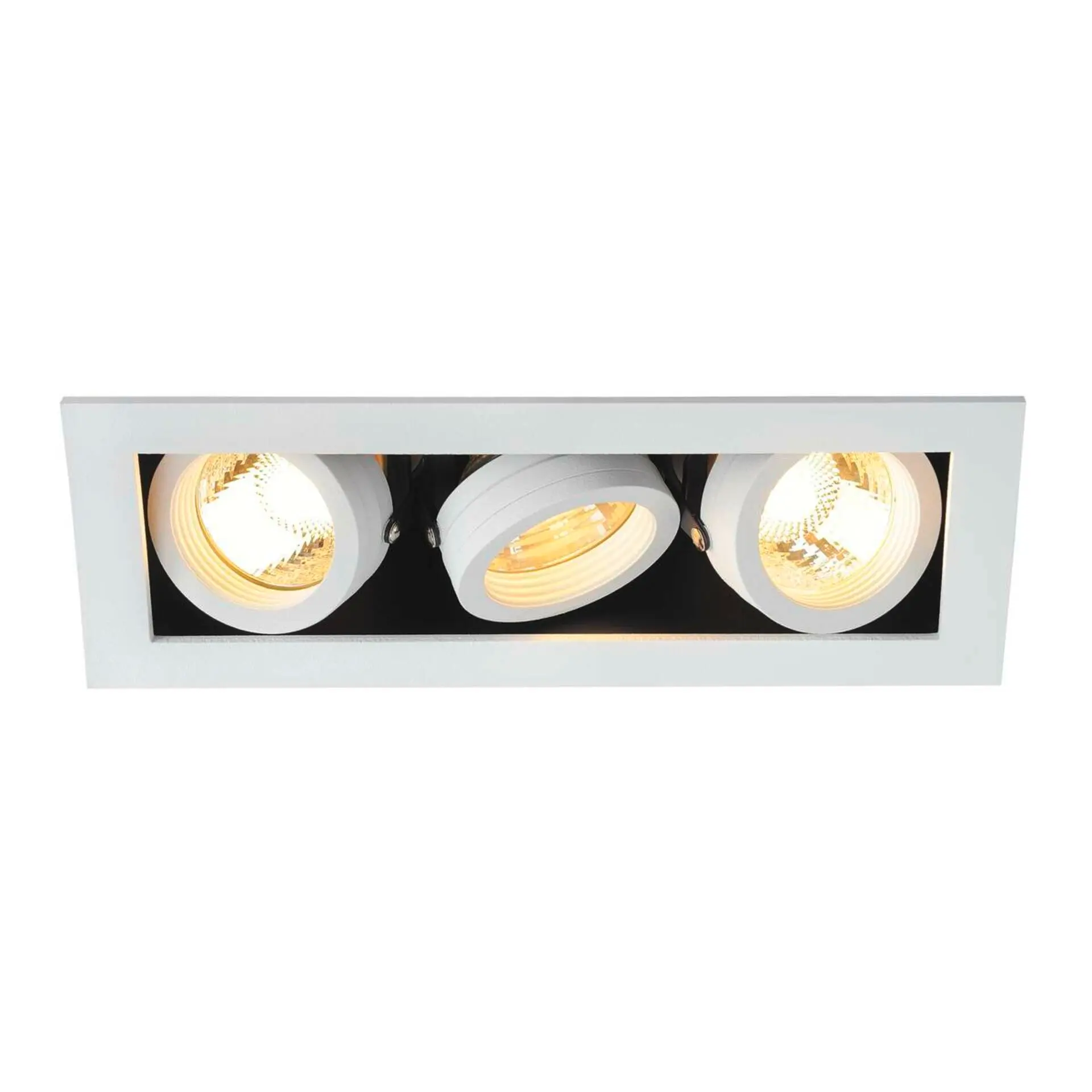BIG WHITE SLV KADUX 3, vestavné svítidlo, tři žárovky, QPAR51, obdélníkové, bílé matné, max. 150 W, vč. upínacích pružin 115531