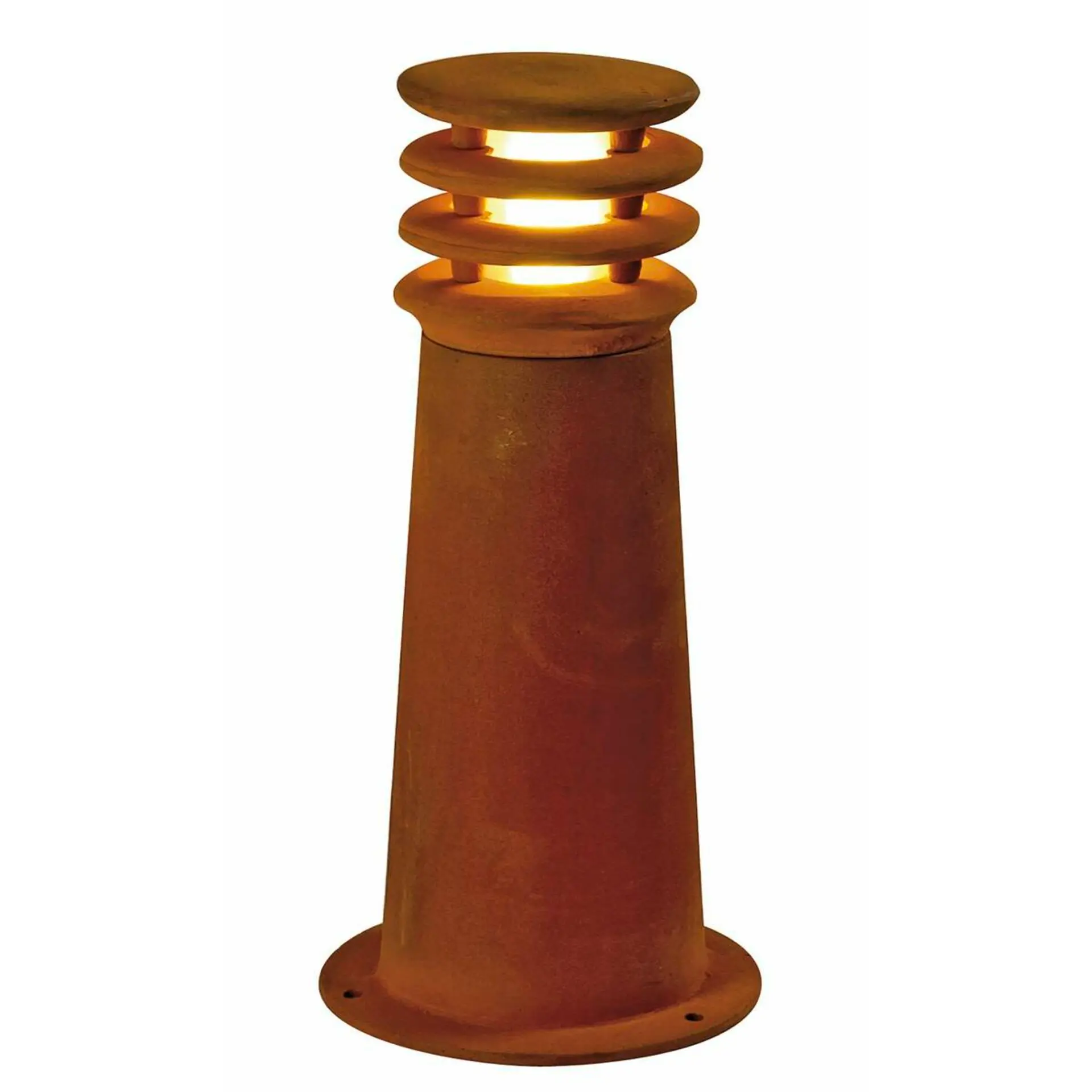BIG WHITE SLV RUSTY 40, venkovní stojací lampa, TC-DSE, IP55, kulatá, rezavé železo, pr./V 19/40 cm, max. 11 W 229020