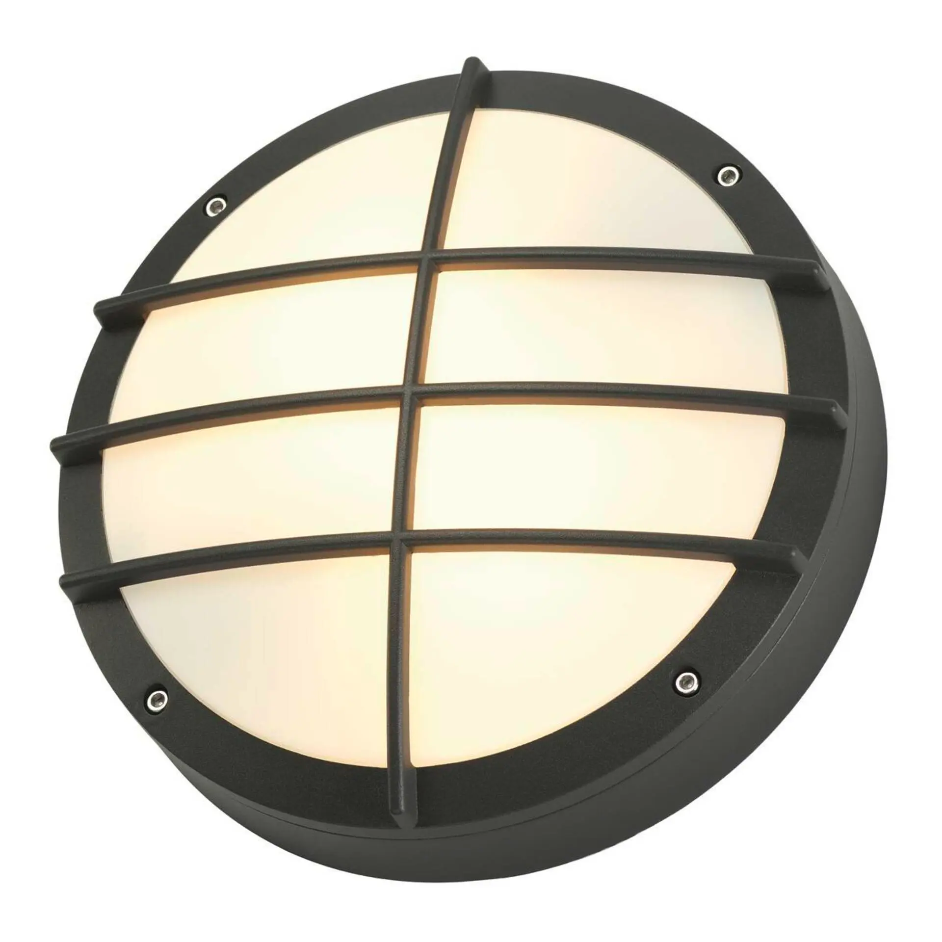 BIG WHITE SLV BULAN GRID, venkovní nástěnné a stropní svítidlo, A60, IP44, kulaté, antracit, max. 50 W, kryt PC 229085