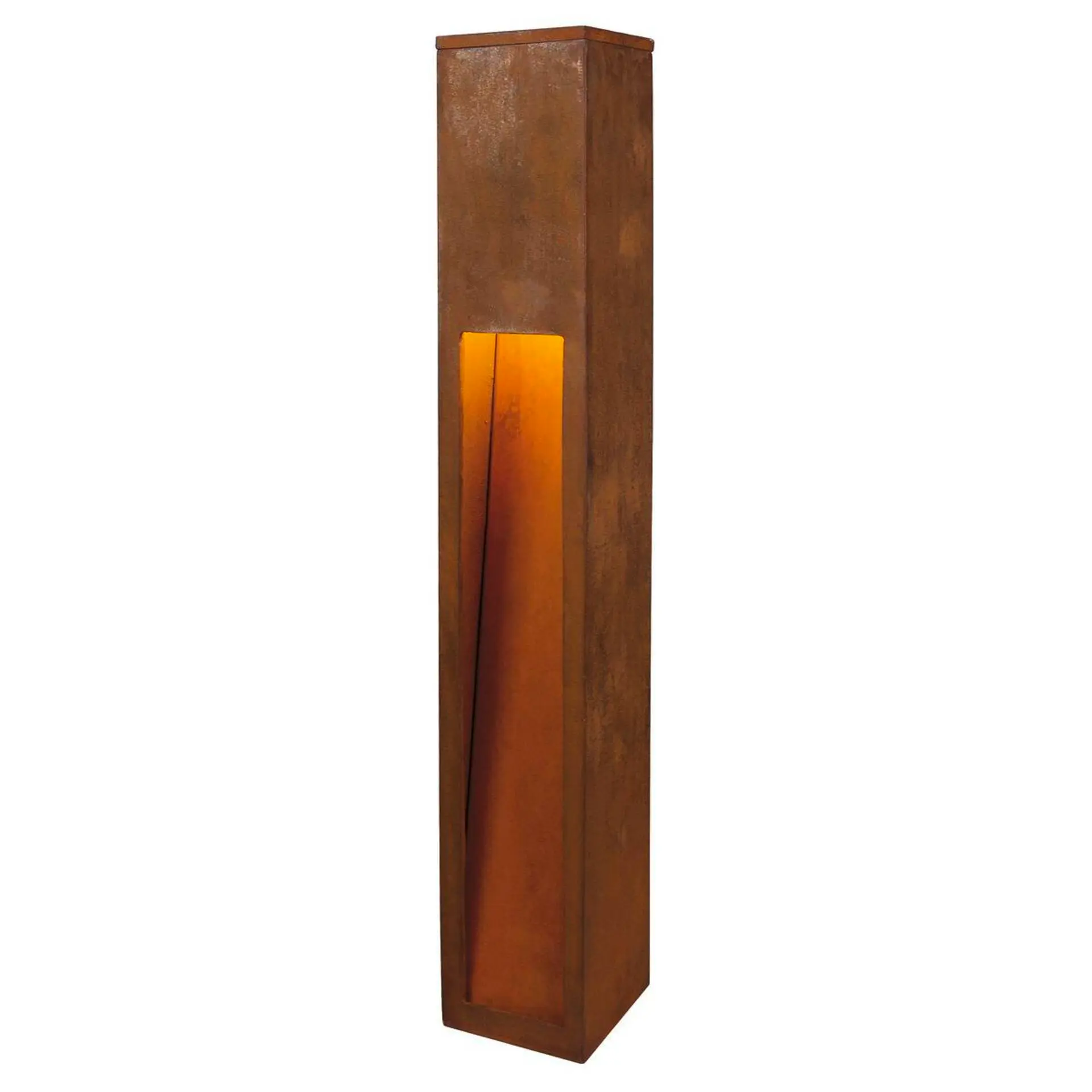 BIG WHITE SLV RUSTY SLOT 80, venkovní stojací lampa, TC-DSE, IP44, rezavé železo, D/Š/V 12/12/80 cm, max. 11 W 229411