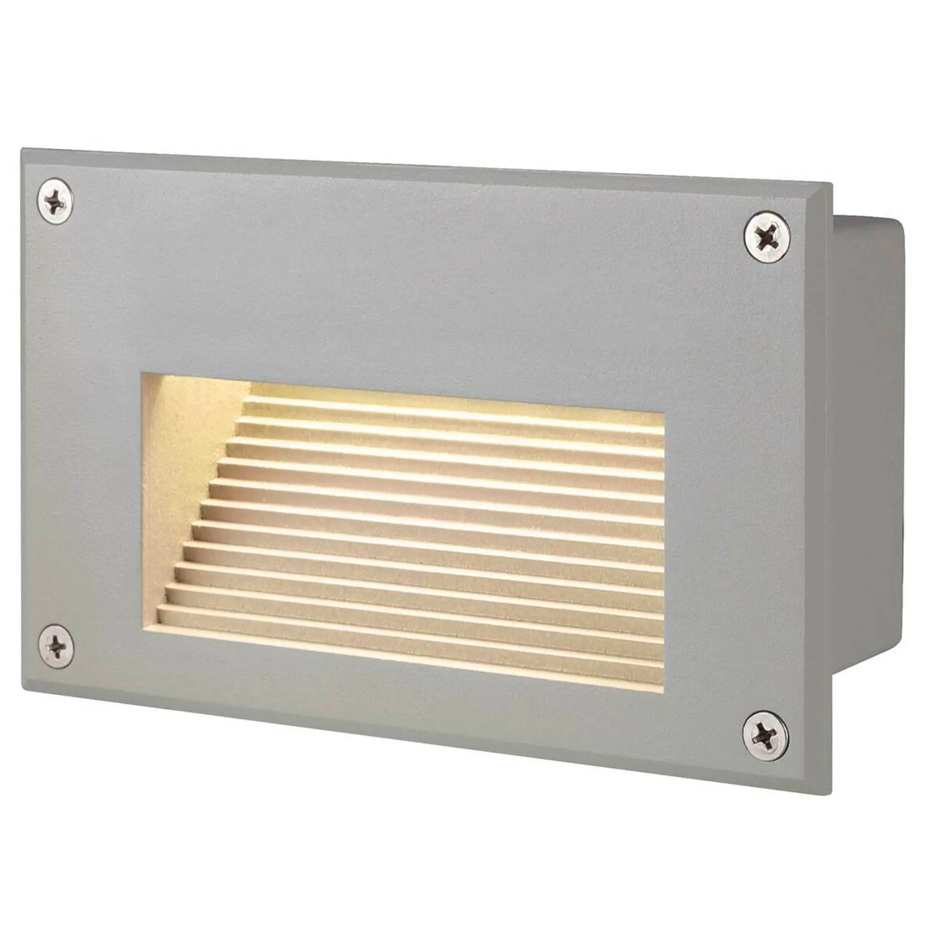 BIG WHITE SLV BRICK DOWNUNDER, venkovní nástěnné vestavné svítidlo, LED, 3000K, IP54, obdélníkové, stříbrošedé 229702