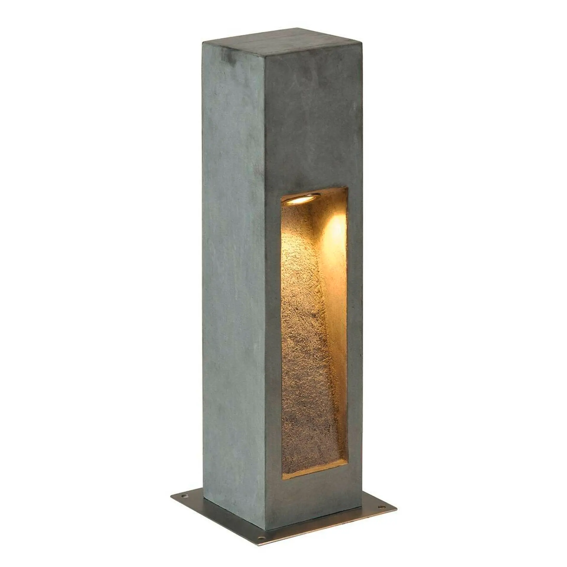 BIG WHITE SLV ARROCK STONE, venkovní stojací lampa, LED, 3000K, hranatá, šedý kámen, D/Š/V 12/12/50 cm, max. 6 W 231370