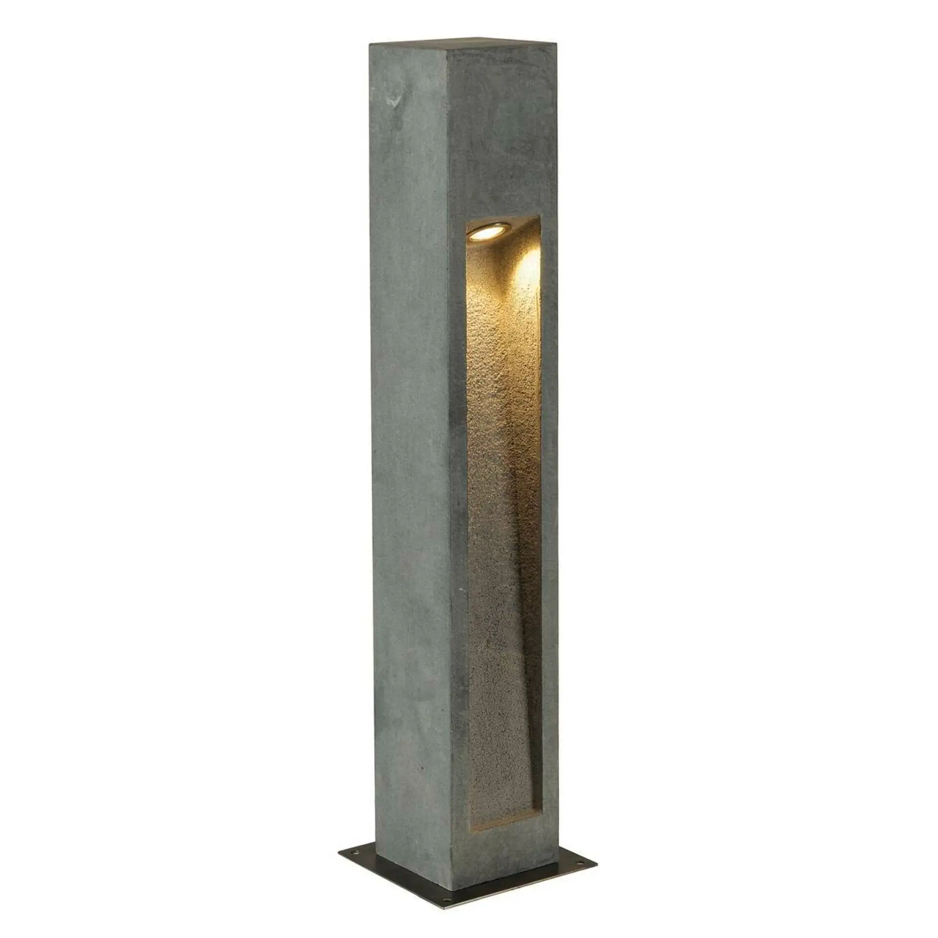BIG WHITE SLV ARROCK STONE, venkovní stojací lampa, LED, 3000K, hranatá, šedý kámen, D/Š/V 12/12/75 cm, max. 6 W 231371
